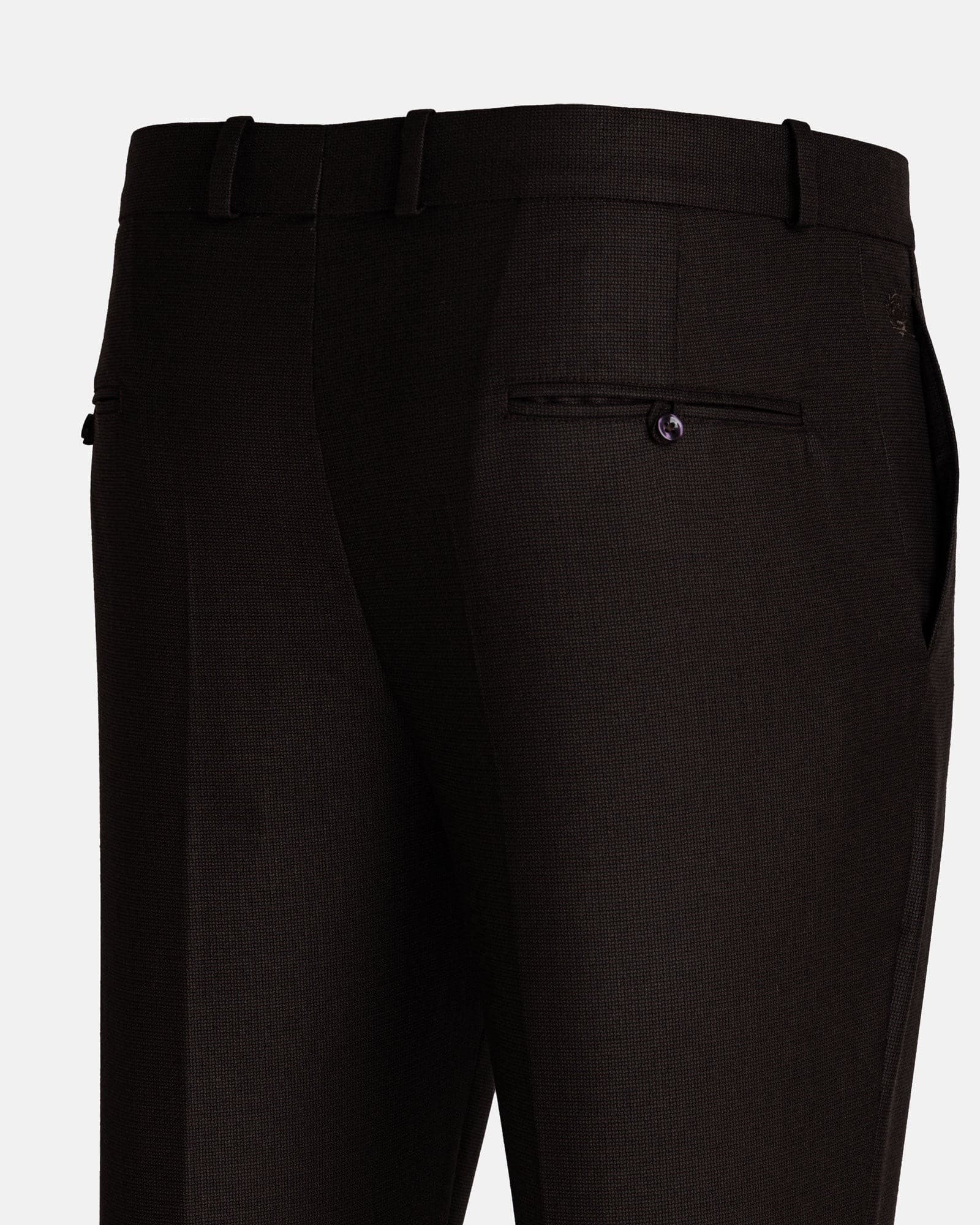 Mance Brown Textured Formal Cotton Pant