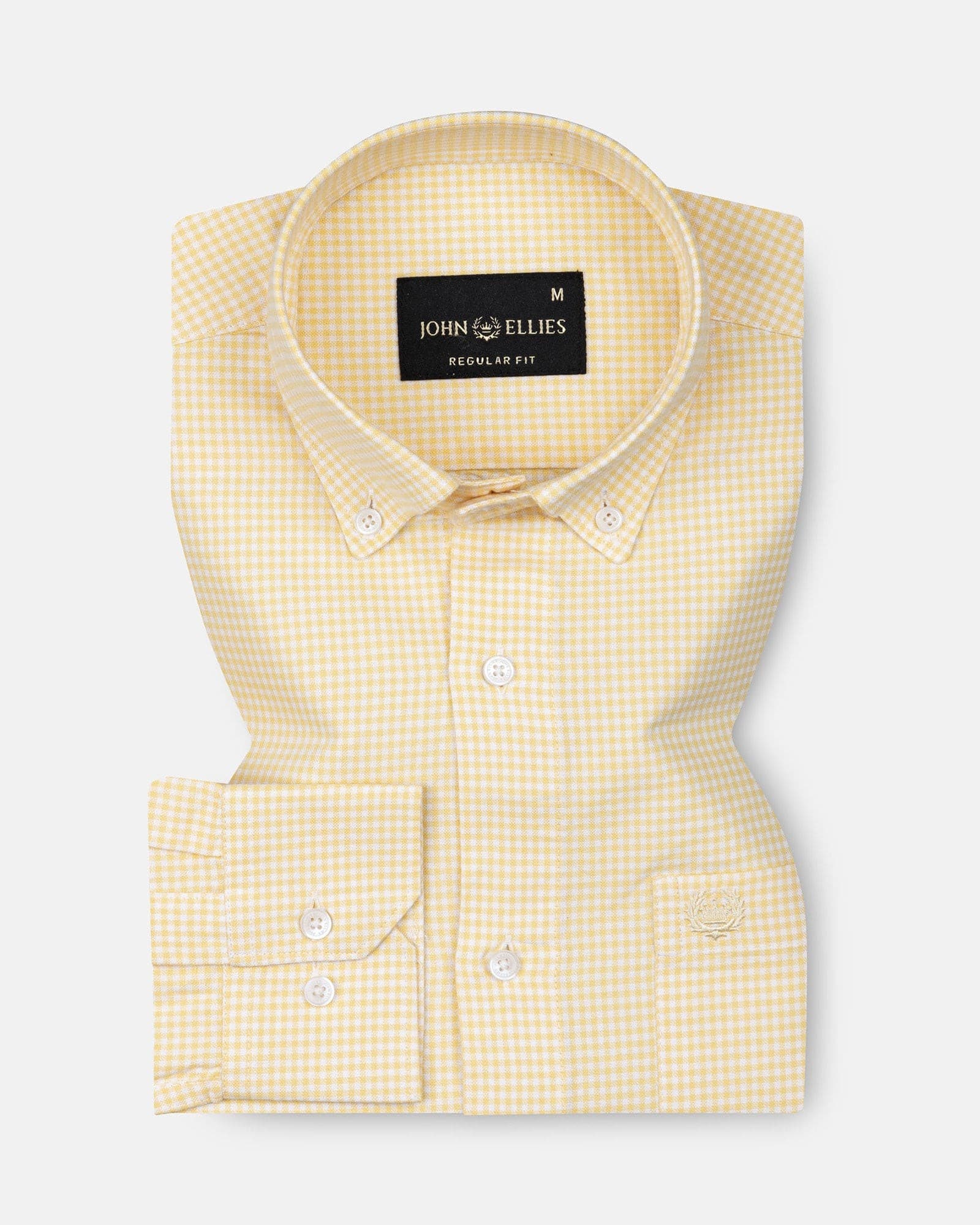 Cipher Yellow Check Button Down Oxford Cotton Shirt