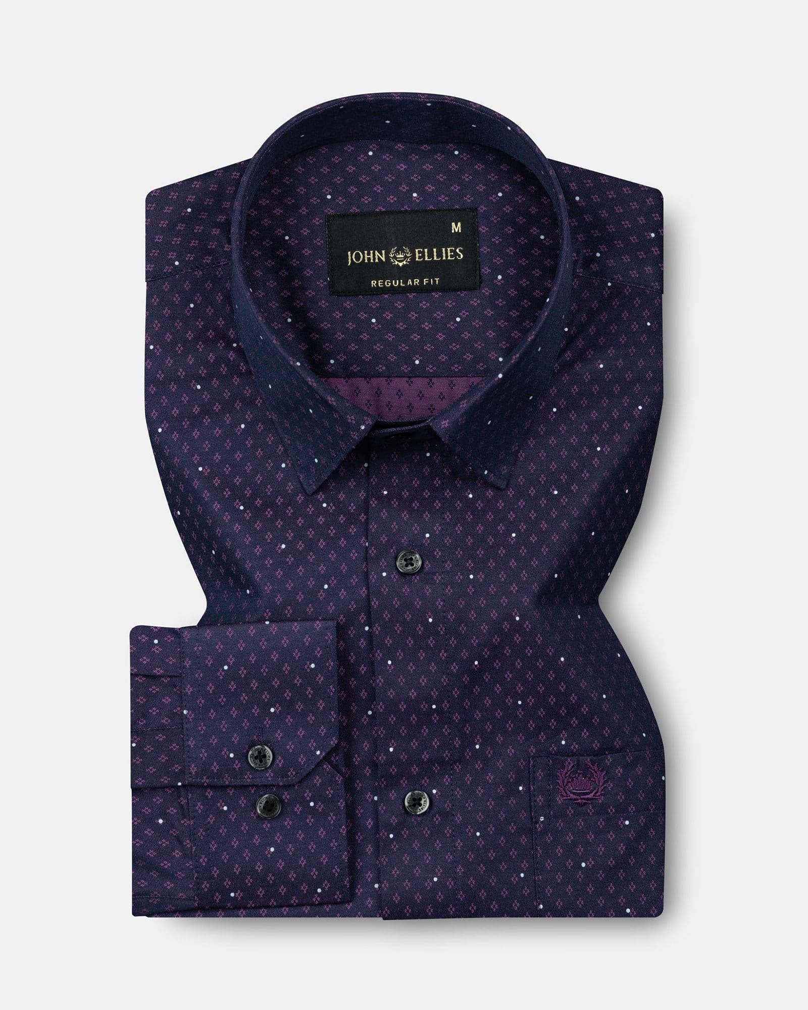 Luwan Purple Printed Dobby Cotton Shirt