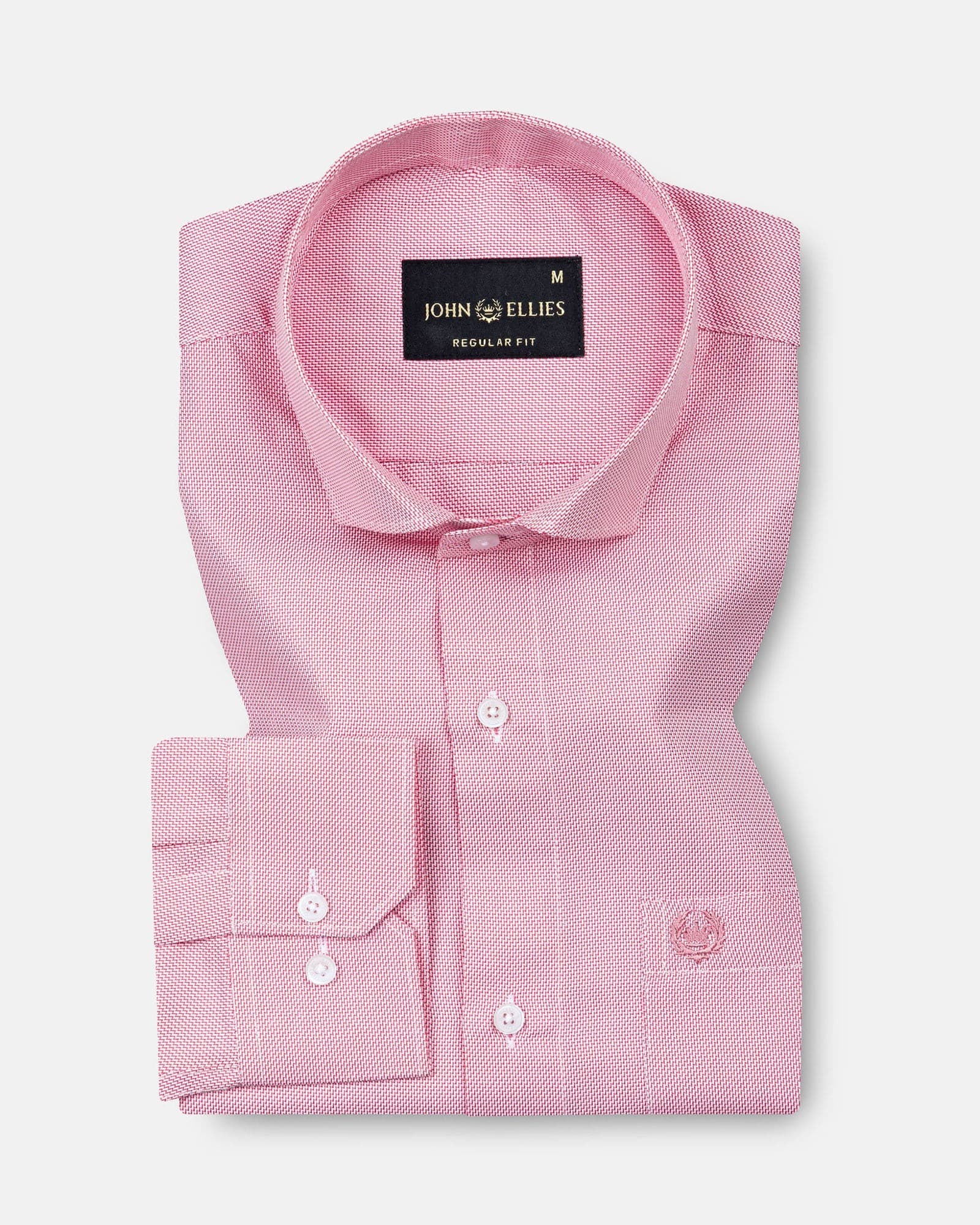 Marcell Red Textured Cutaway Cotton Shirt