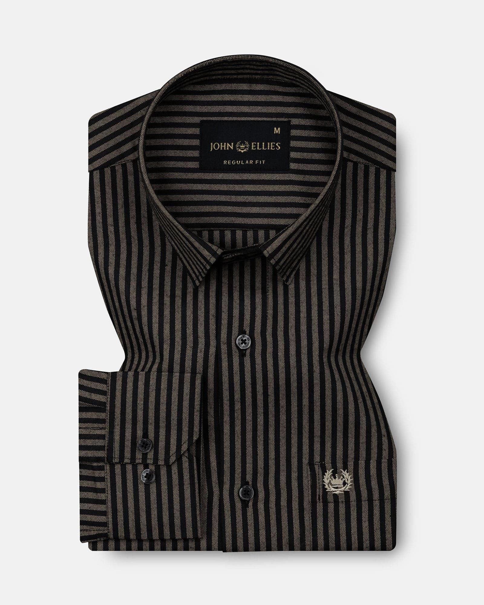 Destiny Beige Stripes Oxford Cotton Shirt
