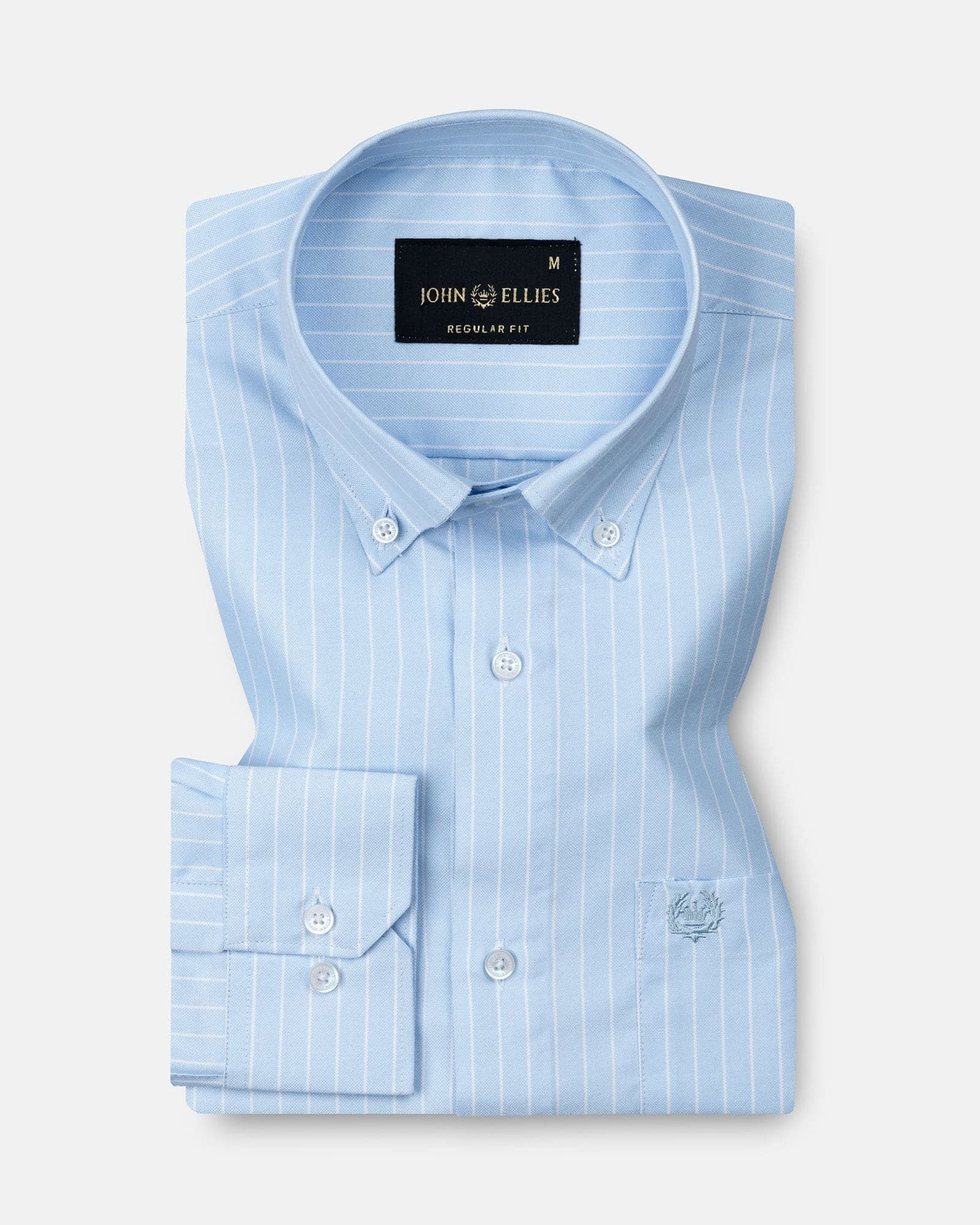 Seashel Sky Blue Stripe Button Down Oxford Cotton Shirt
