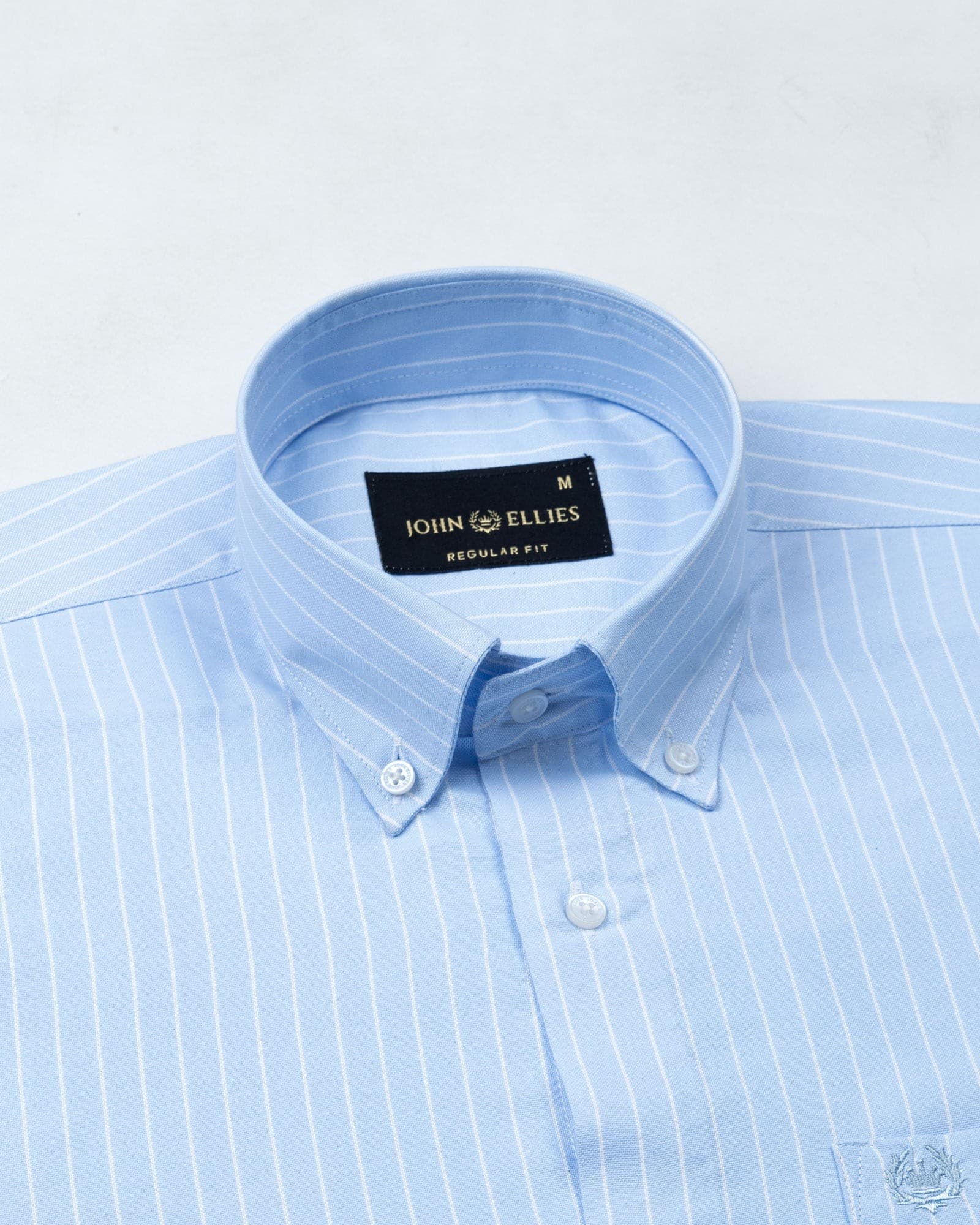 Seashel Sky Blue Stripe Button Down Oxford Cotton Shirt