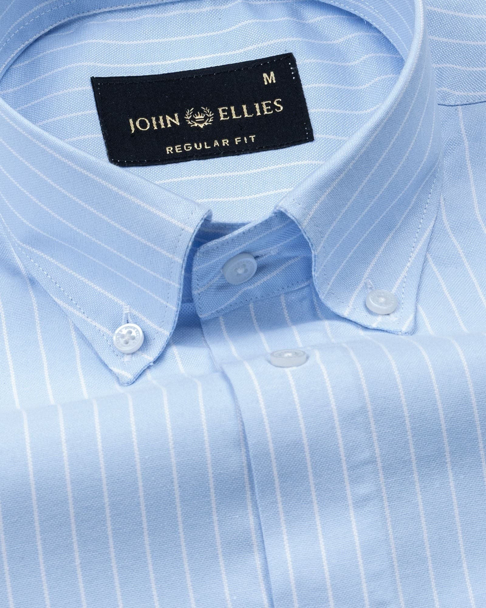 Seashel Sky Blue Stripe Button Down Oxford Cotton Shirt