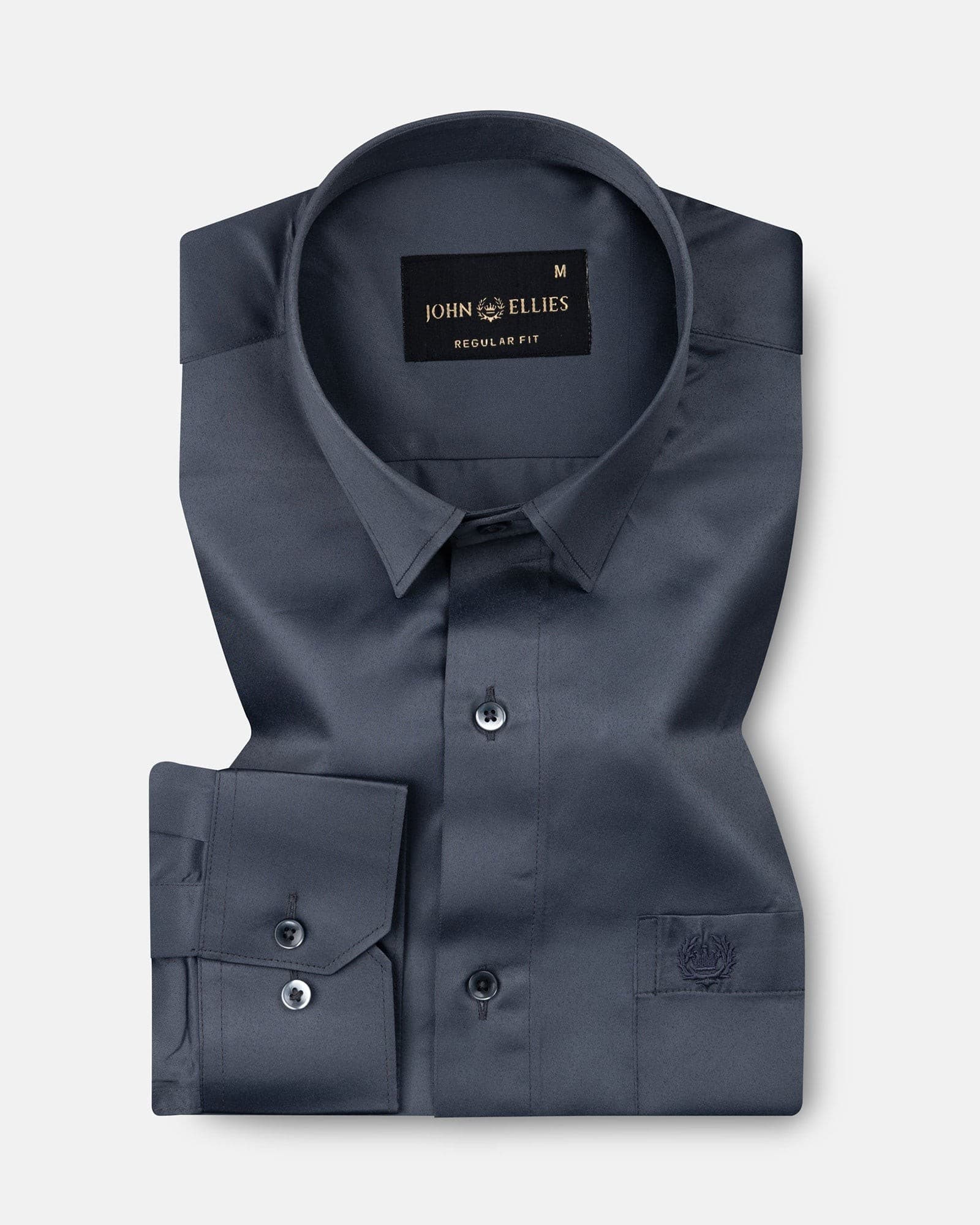 Wilson Charcoal Grey Plain Satin Shirt