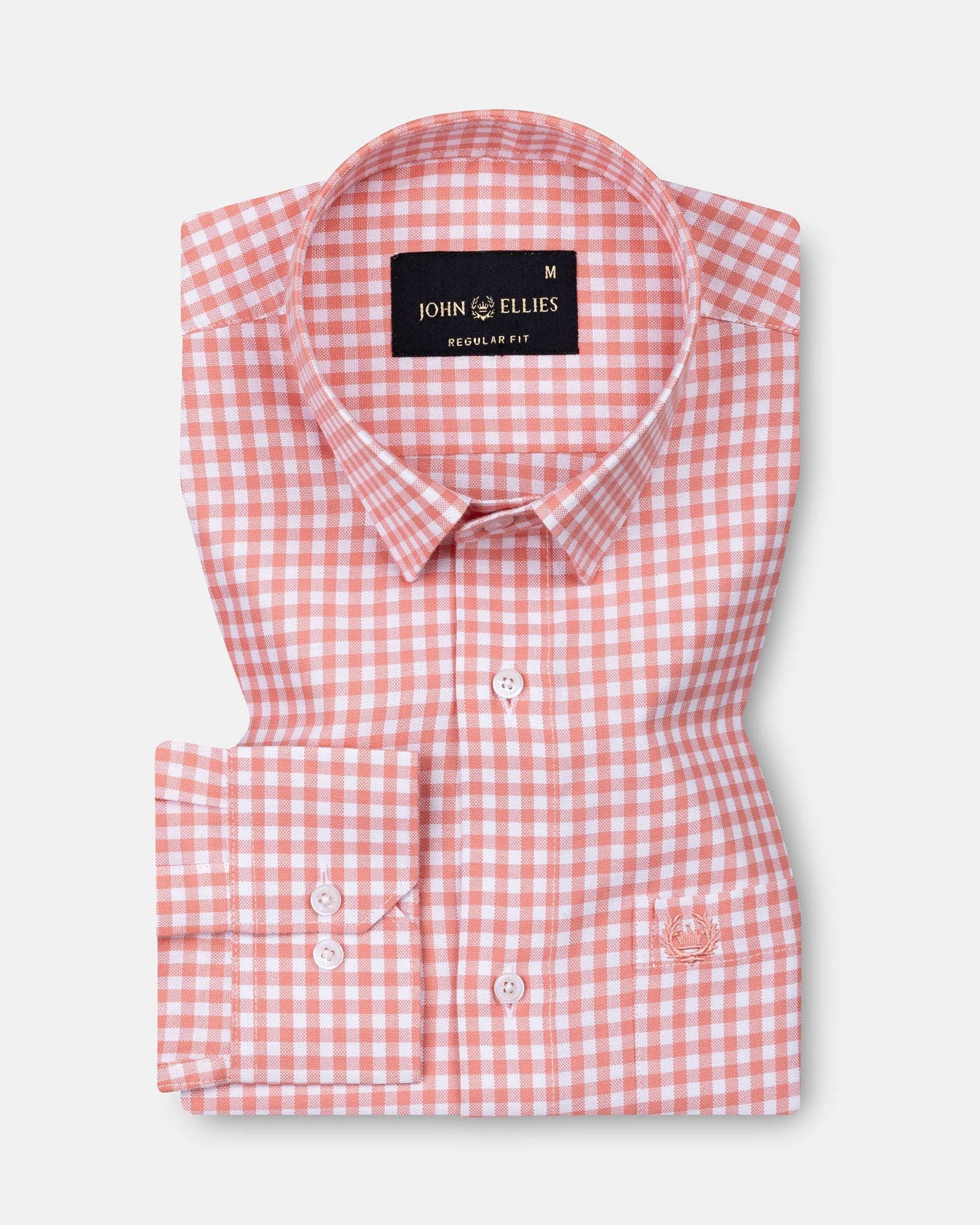 Prascot Orange Check Oxford Cotton Shirt