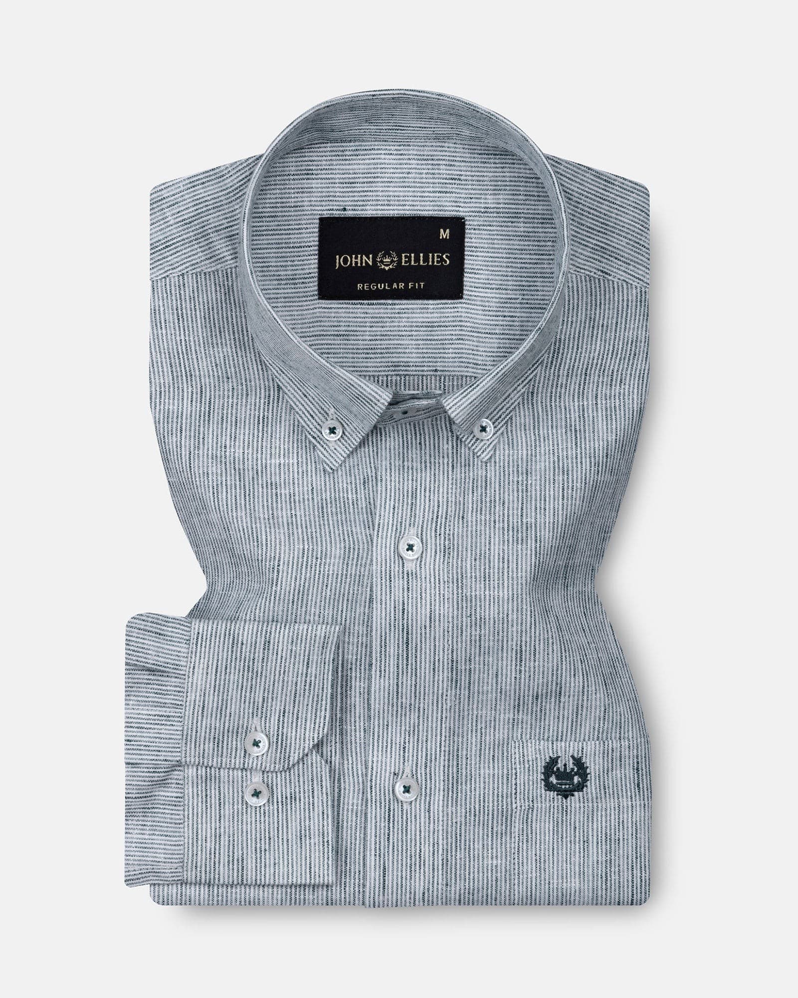 Parcore Green Stripe Button Down Linen Cotton Shirt