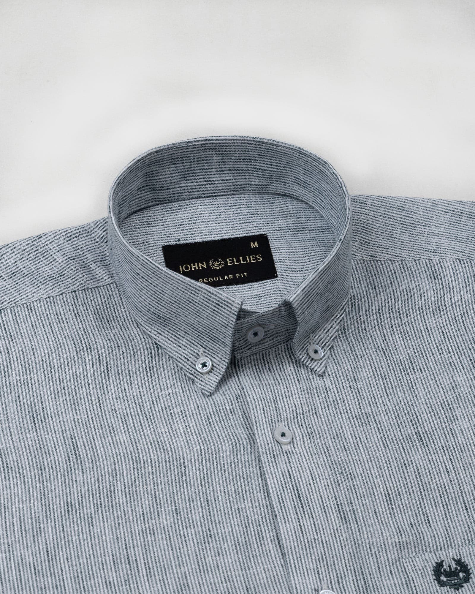 Parcore Green Stripe Button Down Linen Cotton Shirt