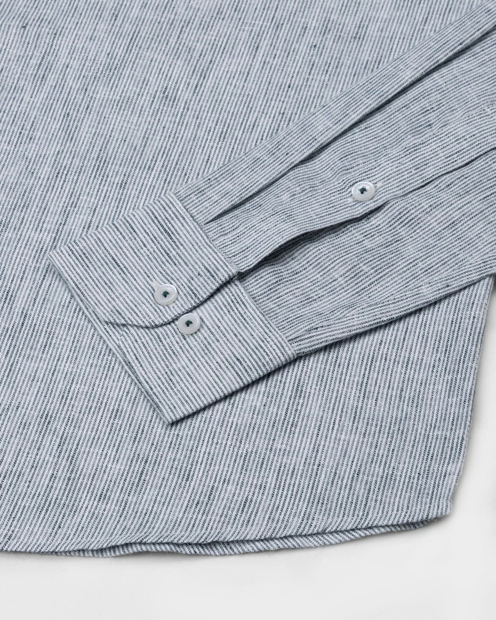 Parcore Green Stripe Button Down Linen Cotton Shirt