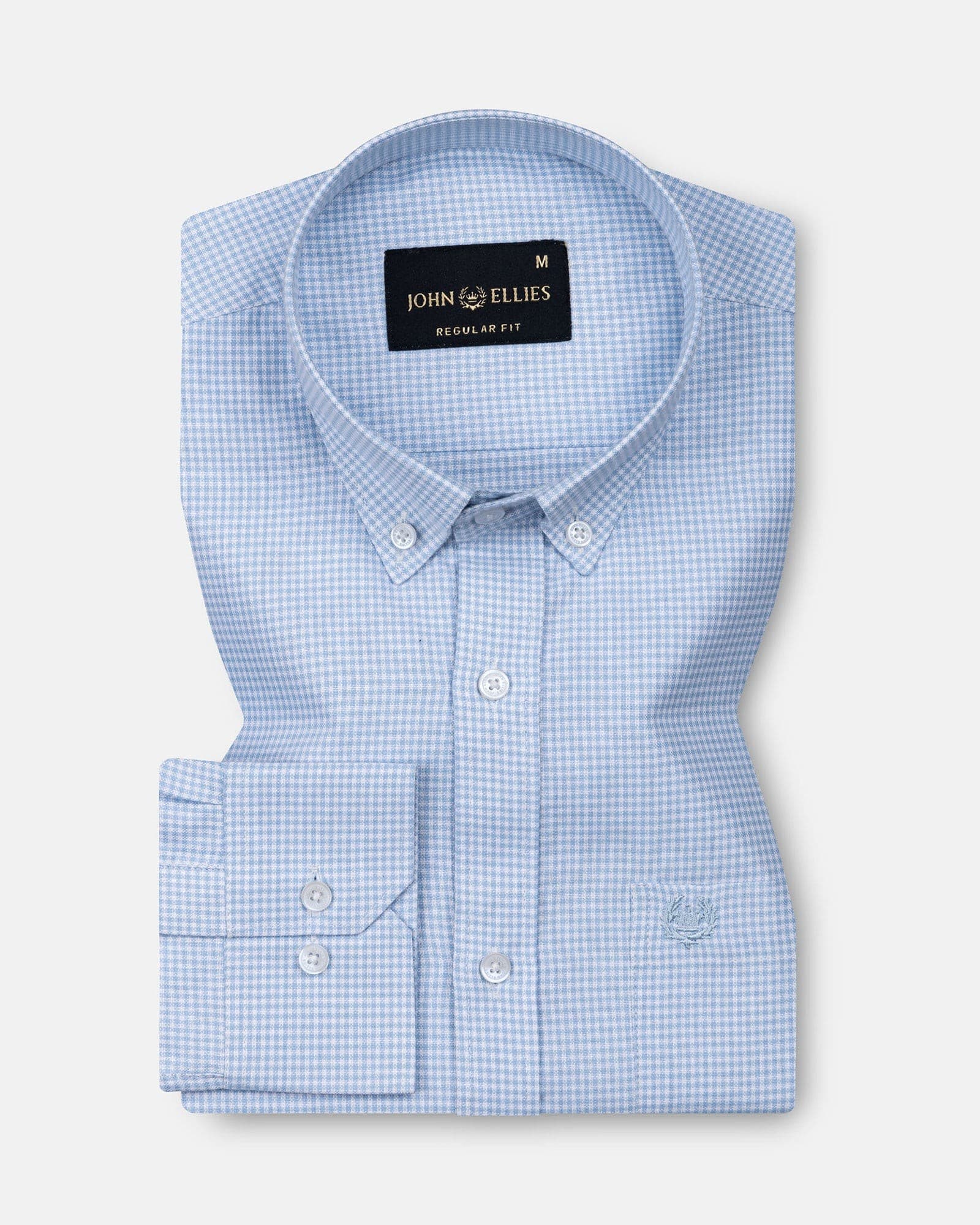 Claret Sky Blue Check Button Down Oxford Cotton Shirt