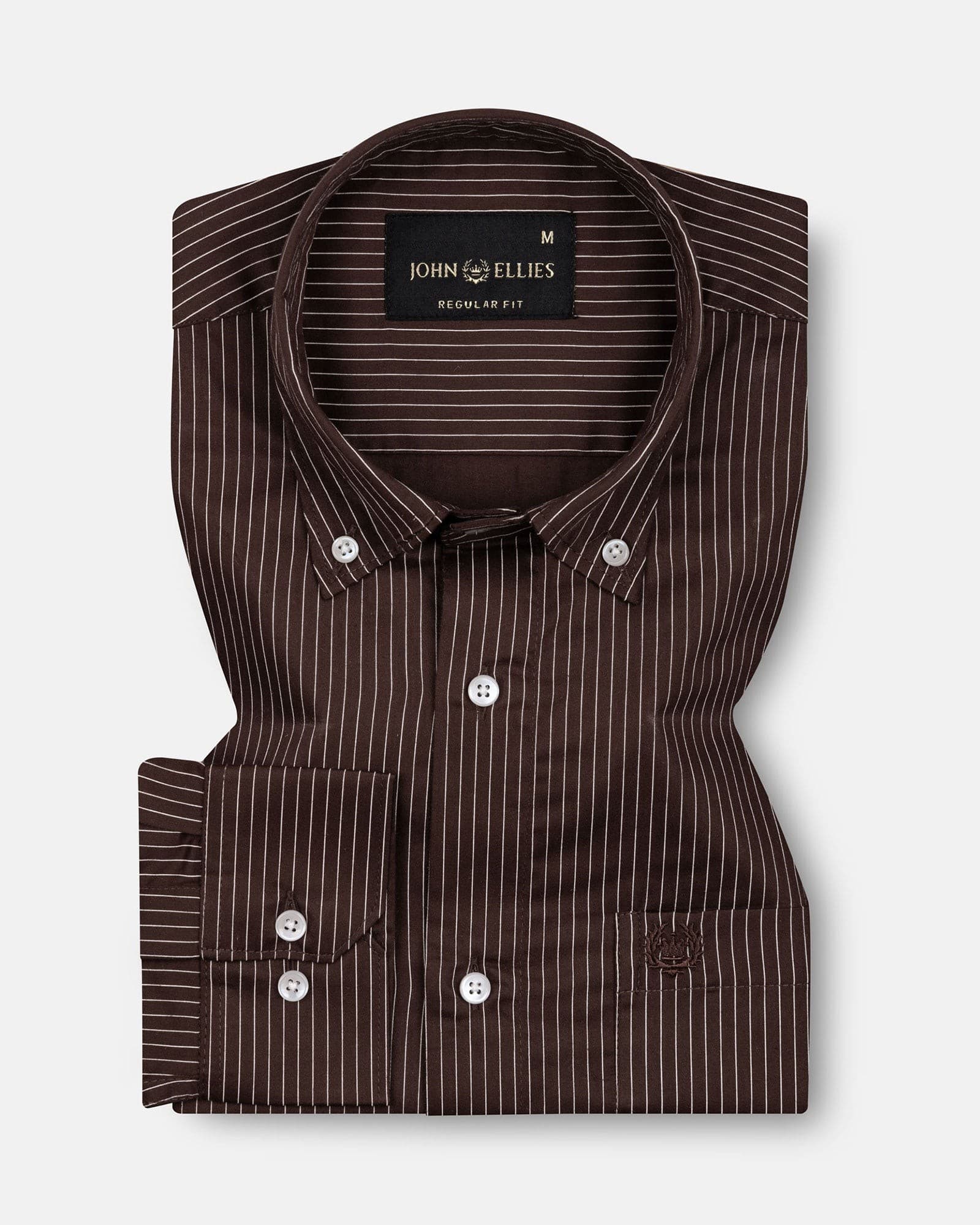 Orter Brown Pin Stripes Button Down Premium Cotton Shirt
