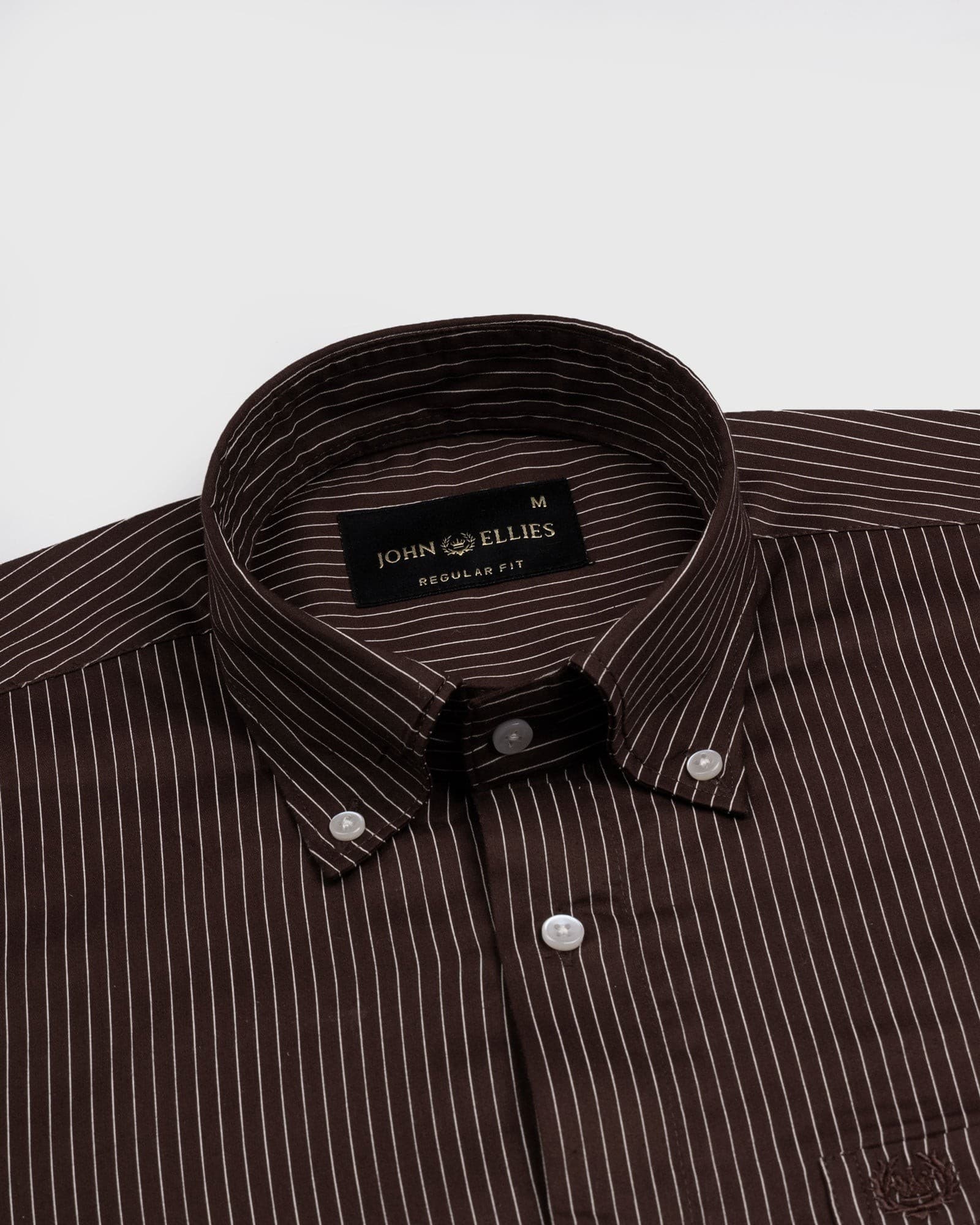 Orter Brown Pin Stripes Button Down Premium Cotton Shirt