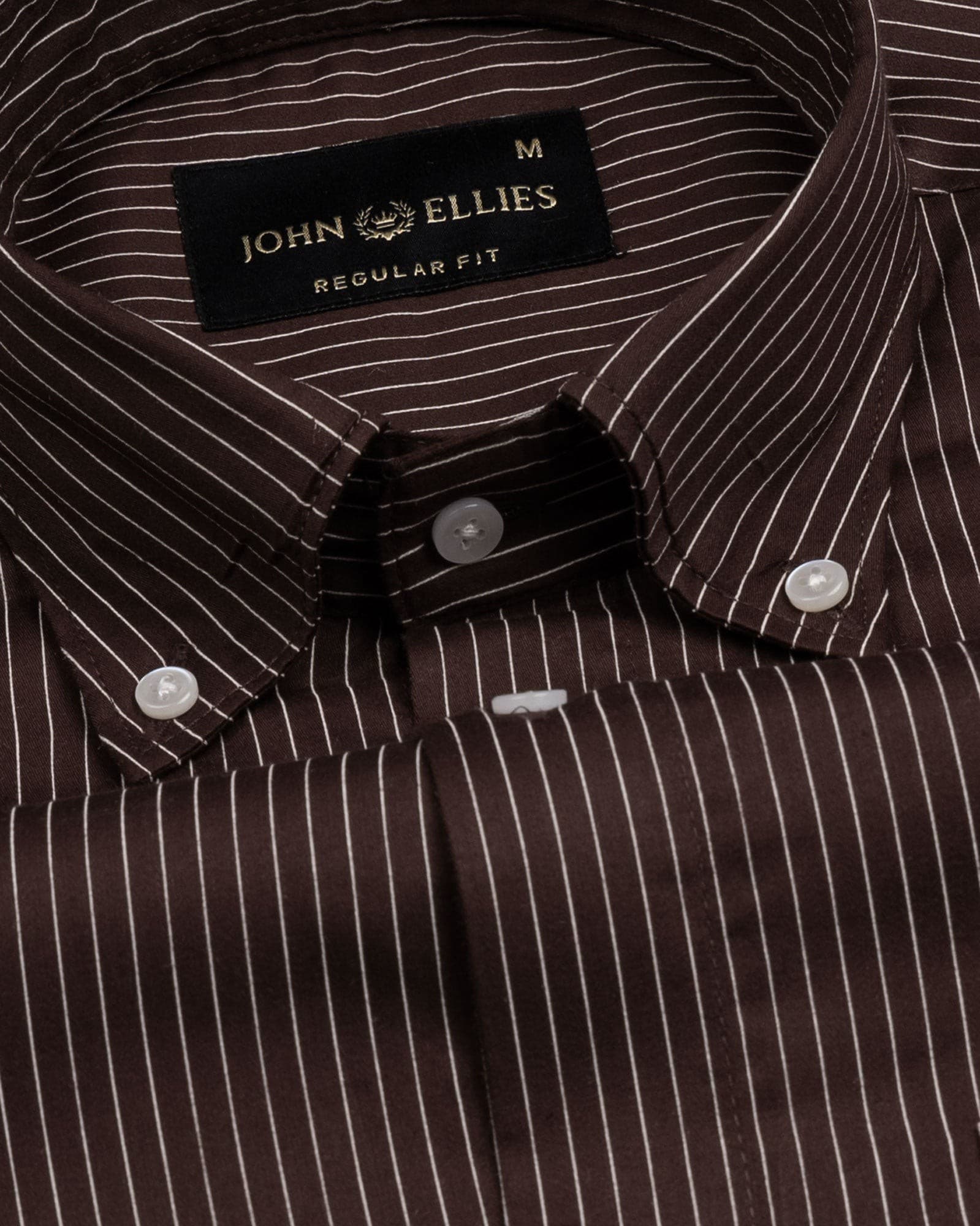 Orter Brown Pin Stripes Button Down Premium Cotton Shirt