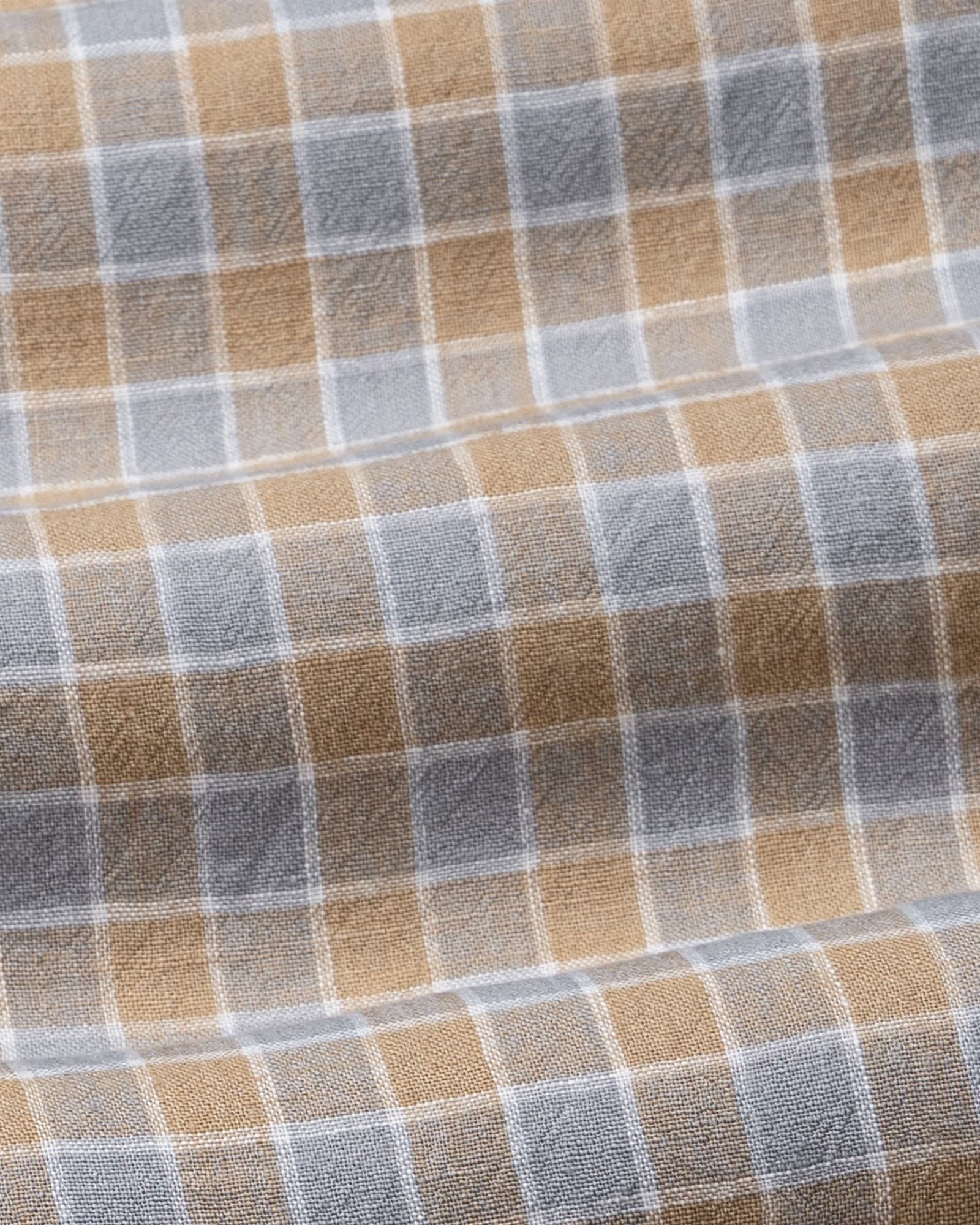 Qevan Grey Check Button Down Linen Shirt