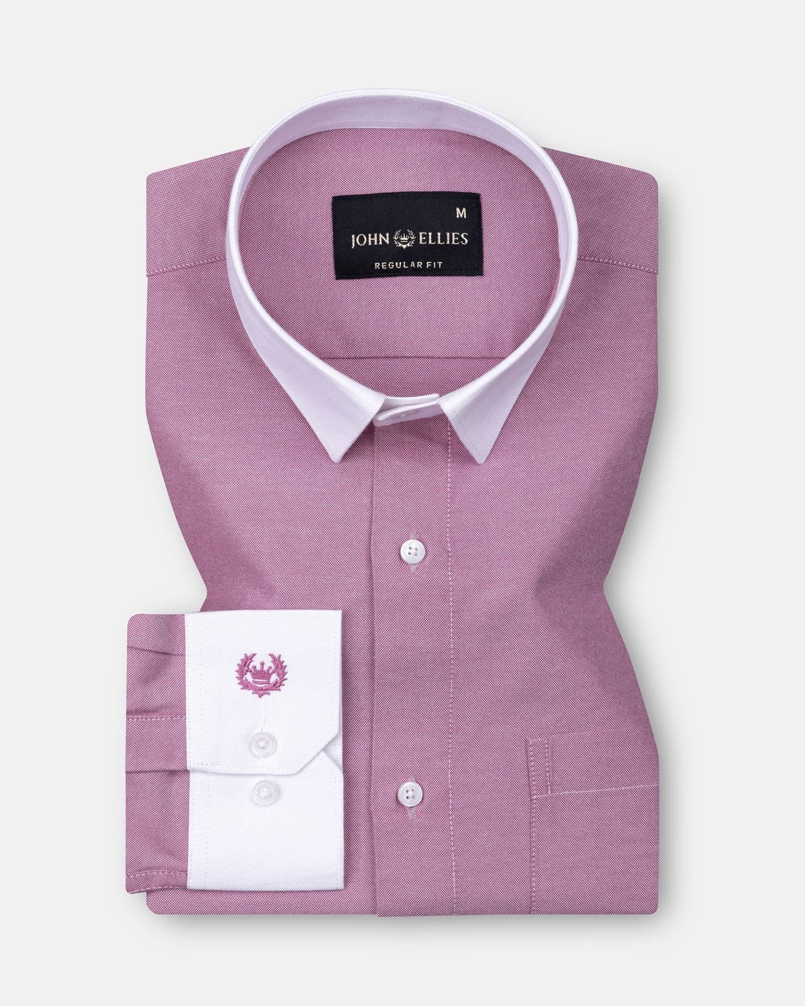 Raven Magenta White Cuff Collar Oxford Cotton Shirt