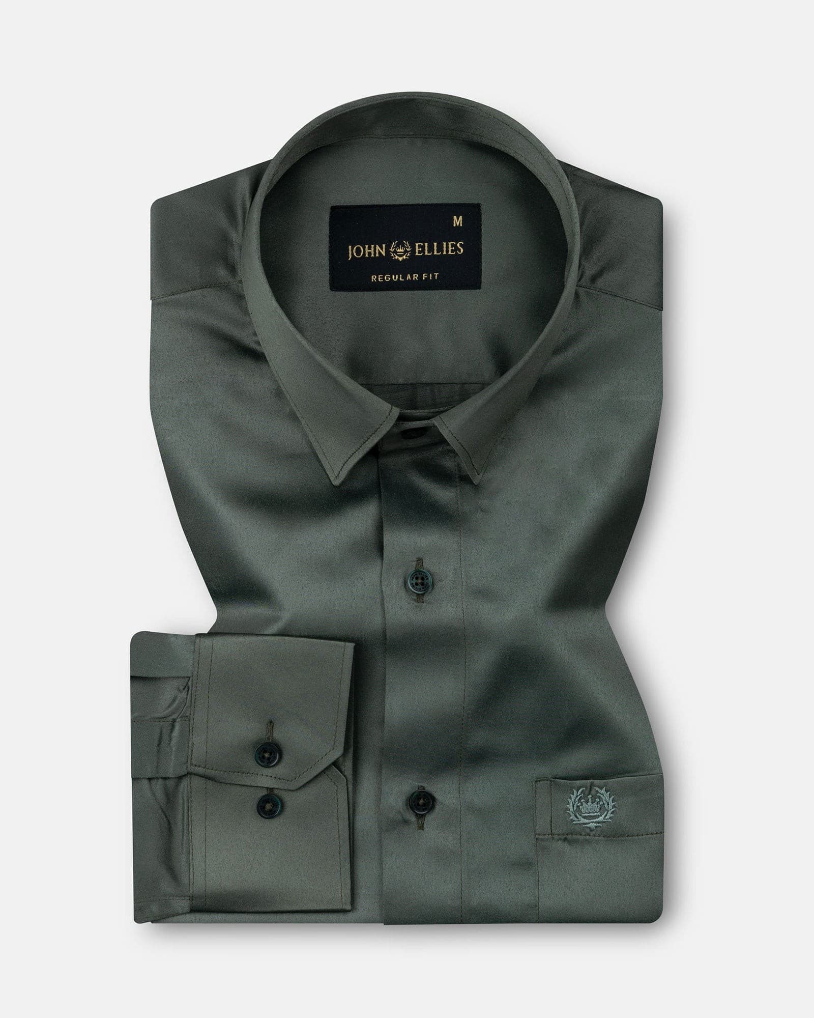 New Wilson Green Plain Satin Shirt