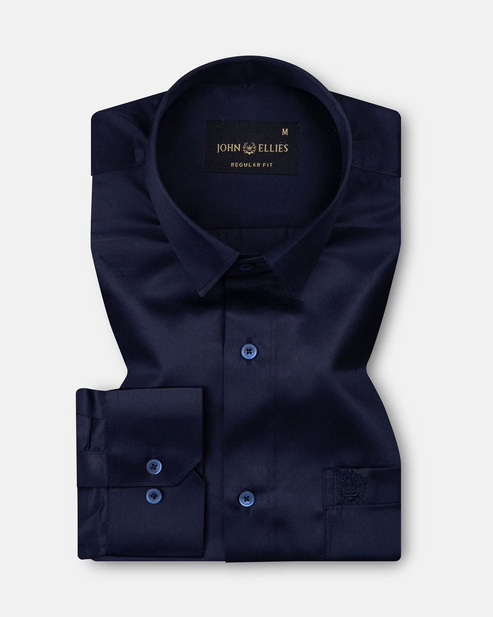 Wilson Navy Blue Plain Satin Shirt
