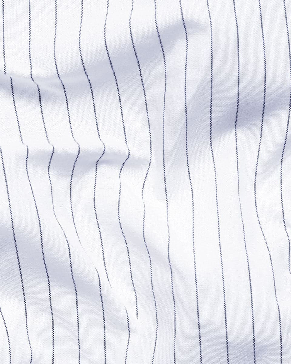 Navy Stripe On White Premium Cotton Men's Formal Shirt