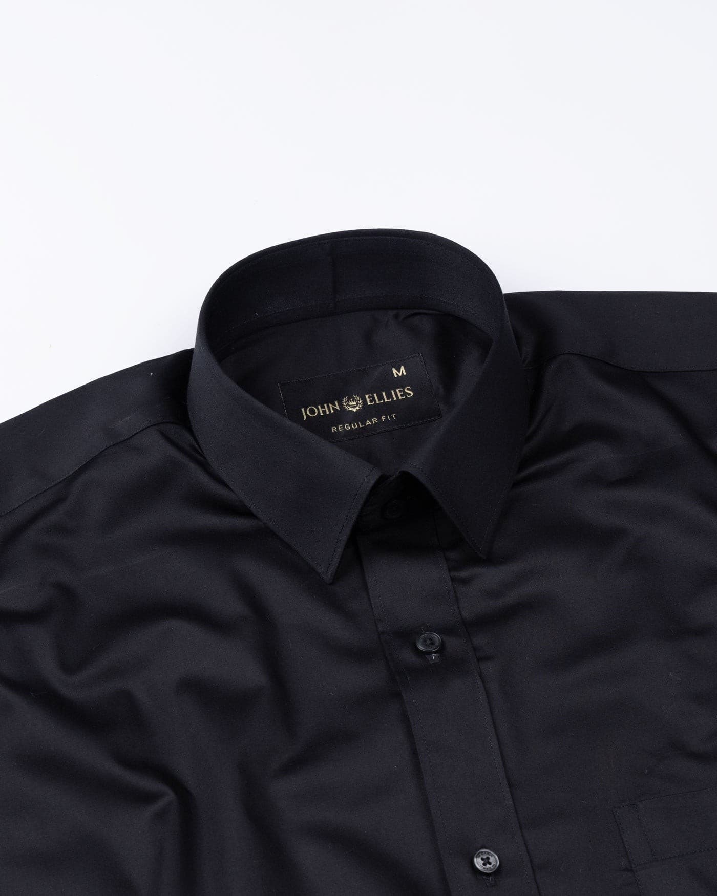 Frendix Black Front Placket Giza Cotton Shirt