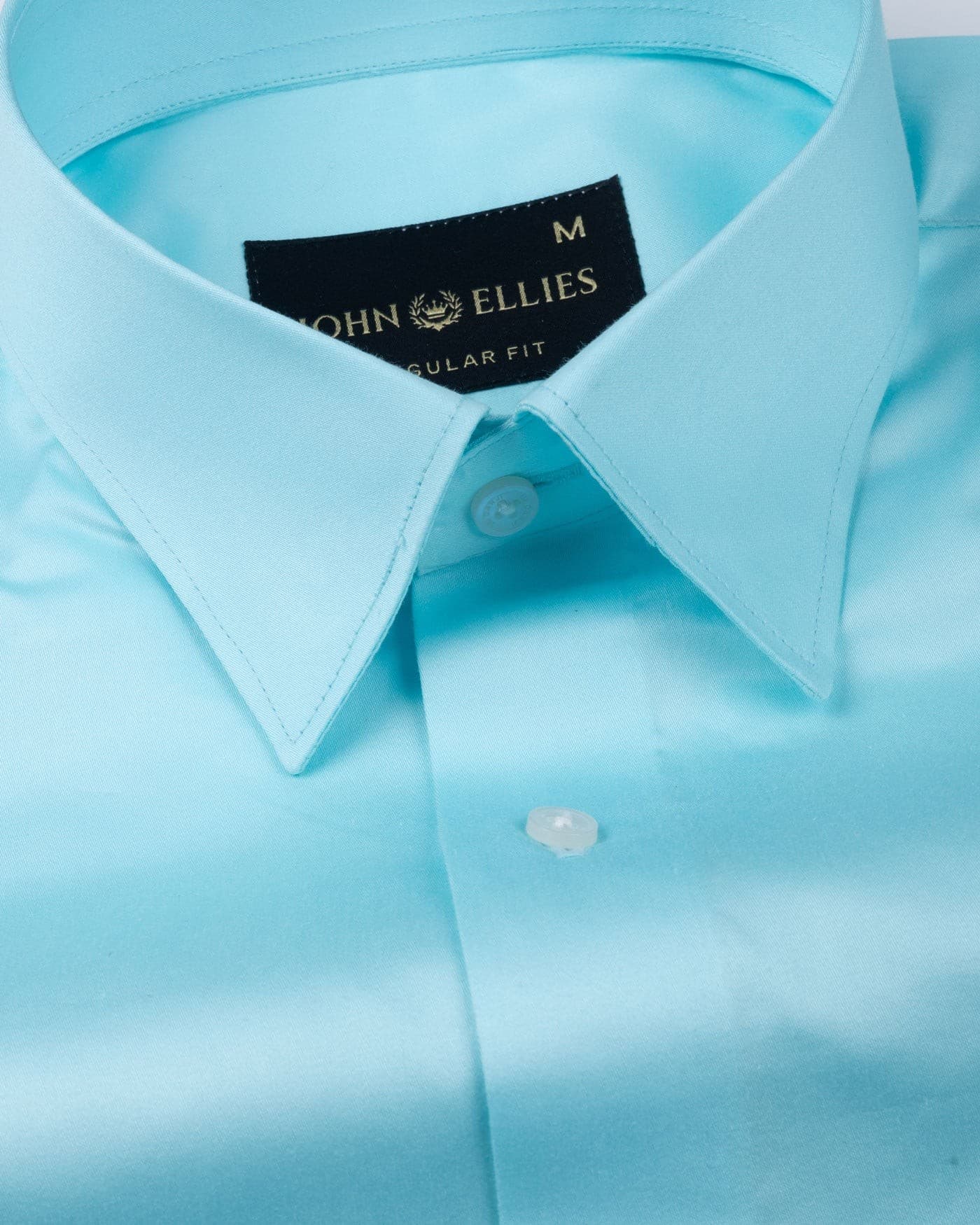 Rostin Cyan Hidden Button Down Giza Cotton Shirt