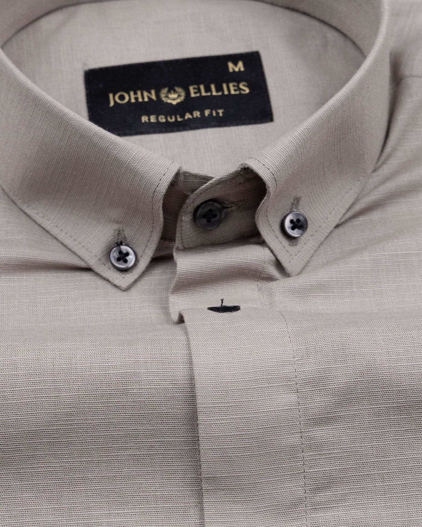 Lynthor Tan Plain Linen Button Down Shirt
