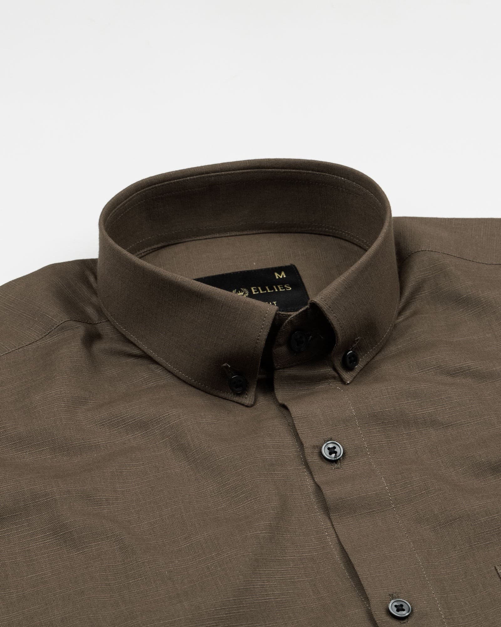 Lynthor Brown Plain Linen Button Down Shirt