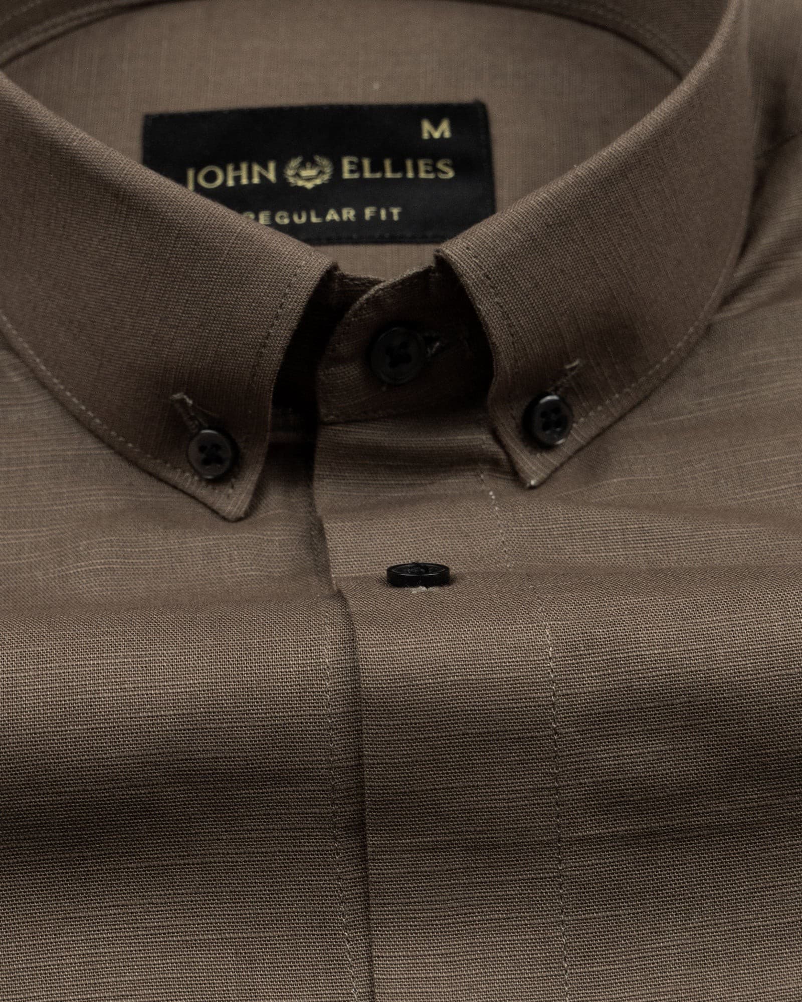 Lynthor Brown Plain Linen Button Down Shirt