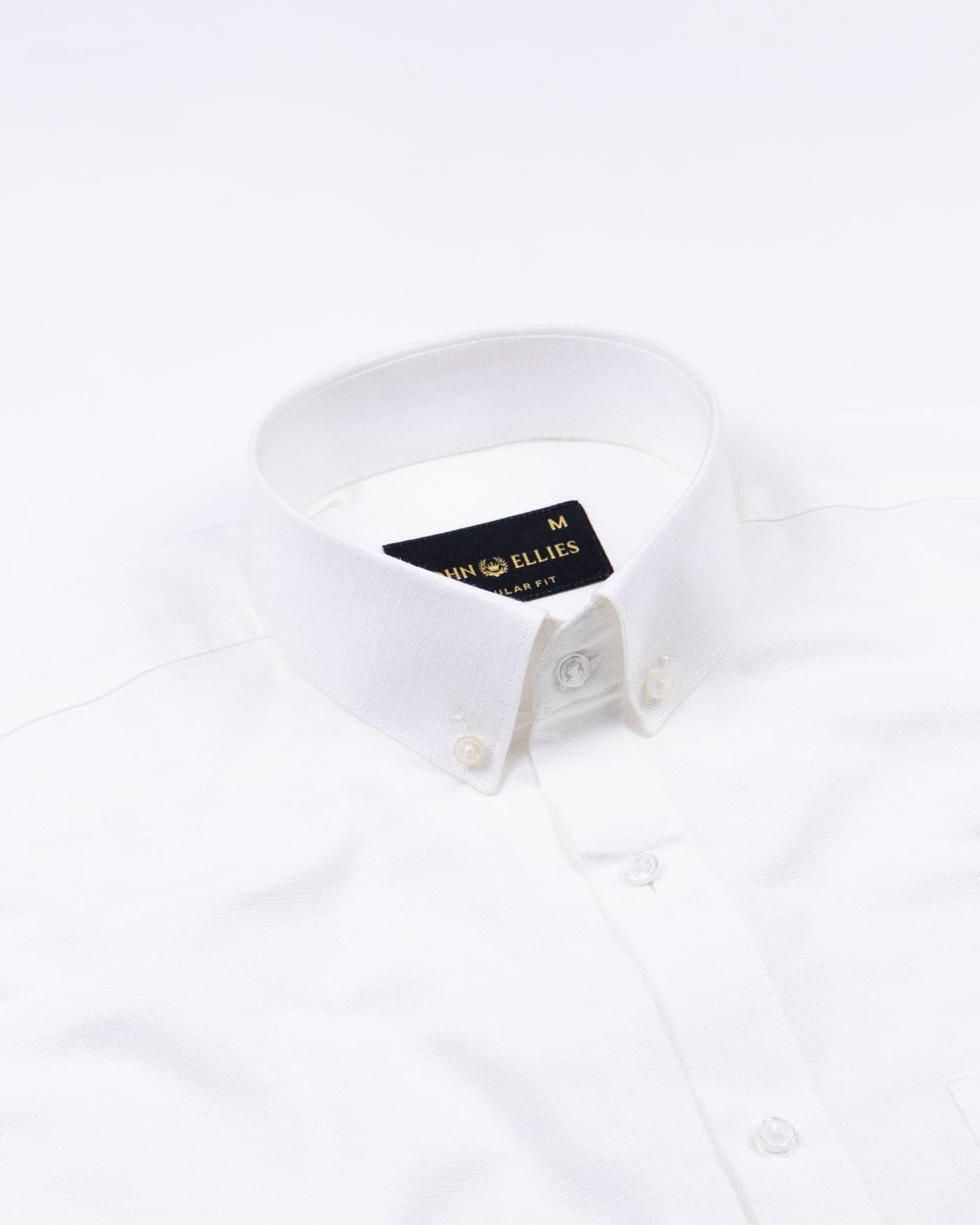 Lynthor White Plain Linen Button Down Shirt