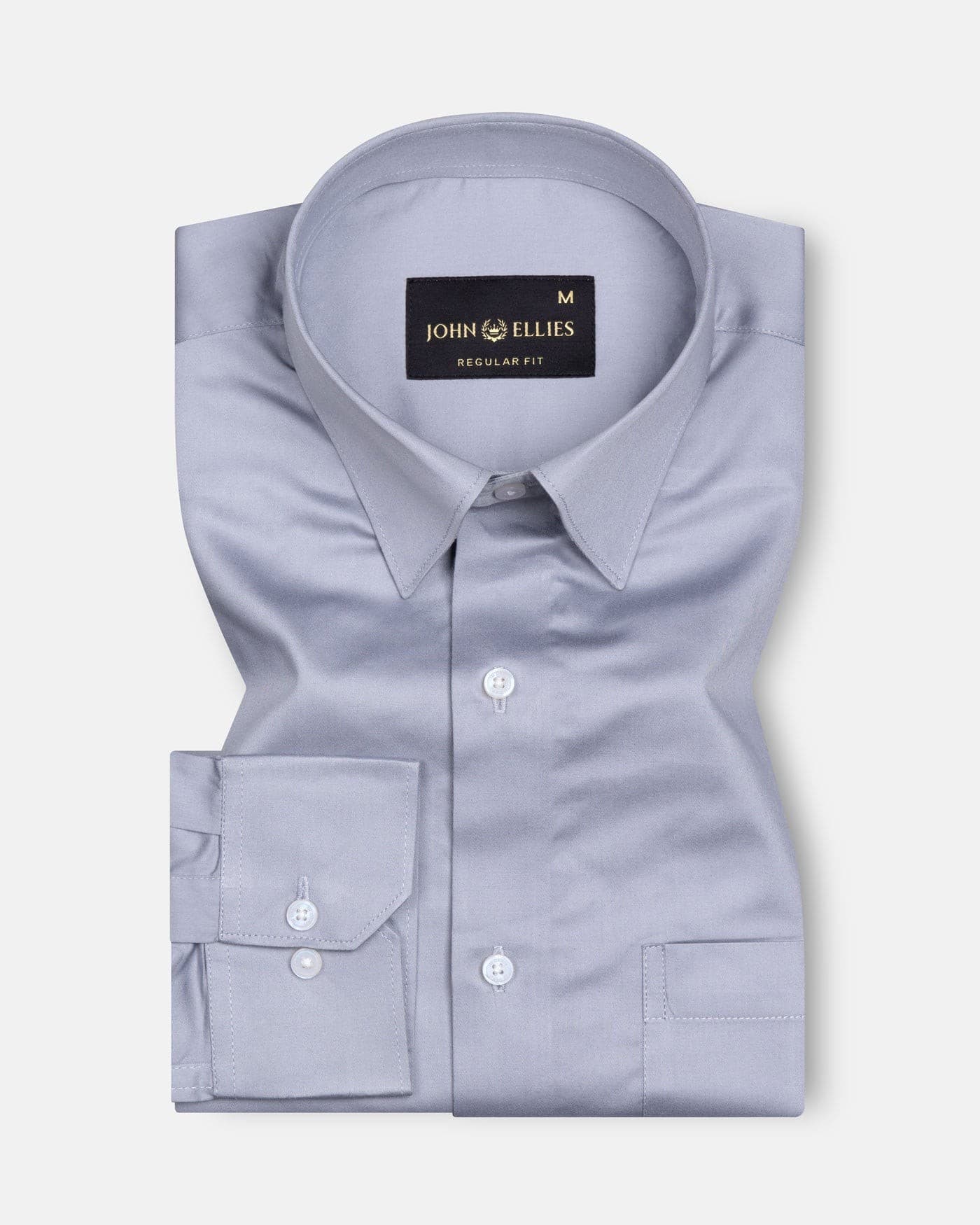 Rostin Silver Hidden Button Down Giza Cotton Shirt