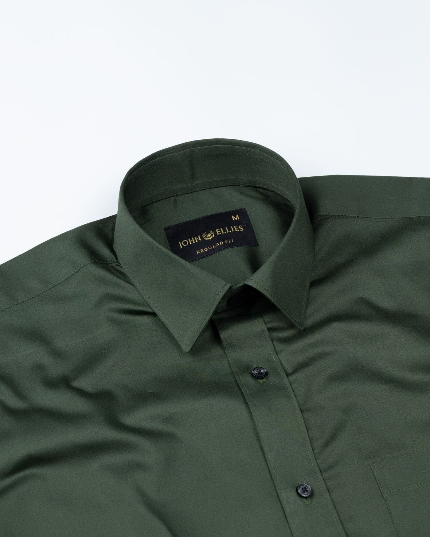 Frendix Green Front Placket Giza Cotton Shirt