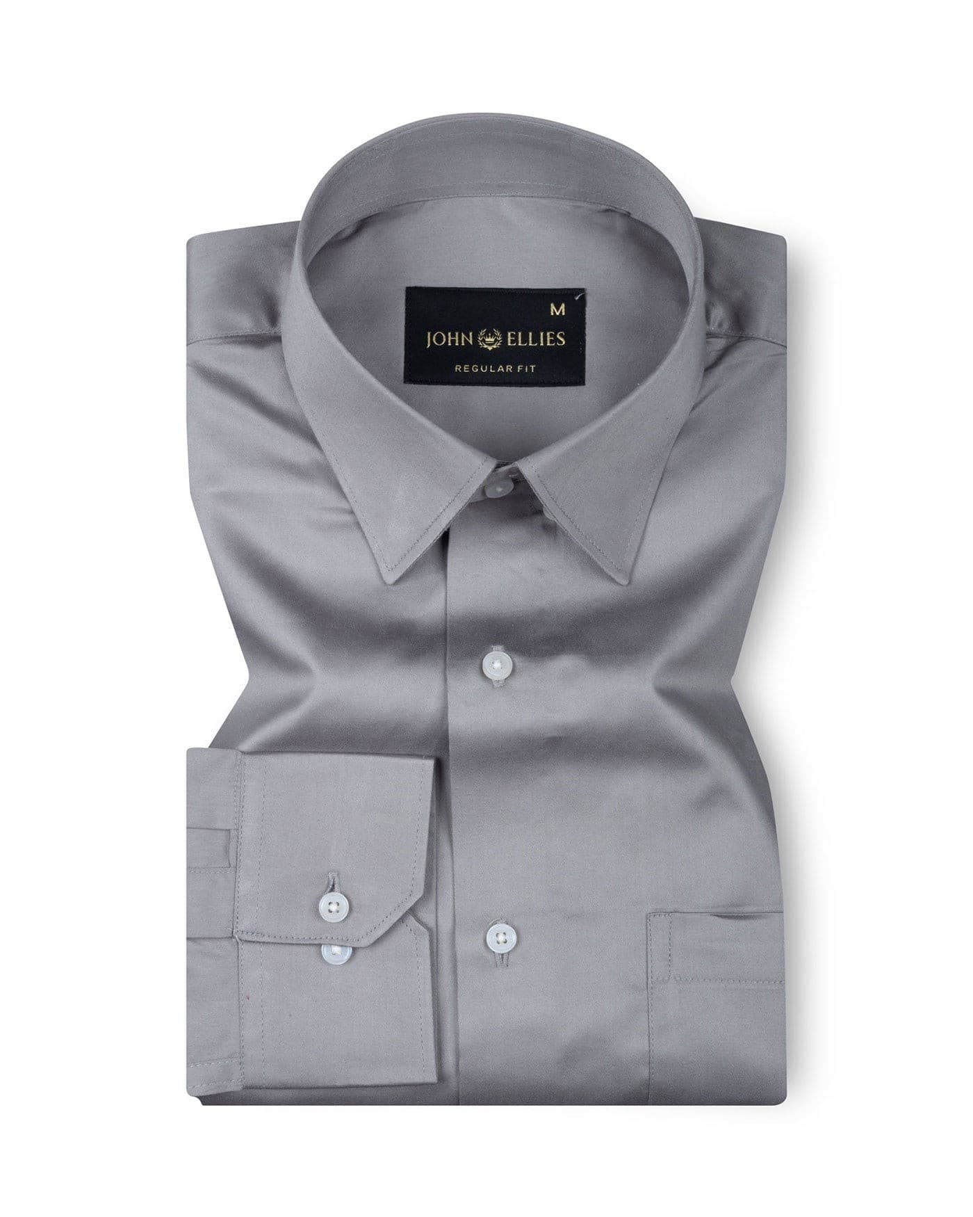 Rostin Charcoal Hidden Button Down Giza Cotton Shirt