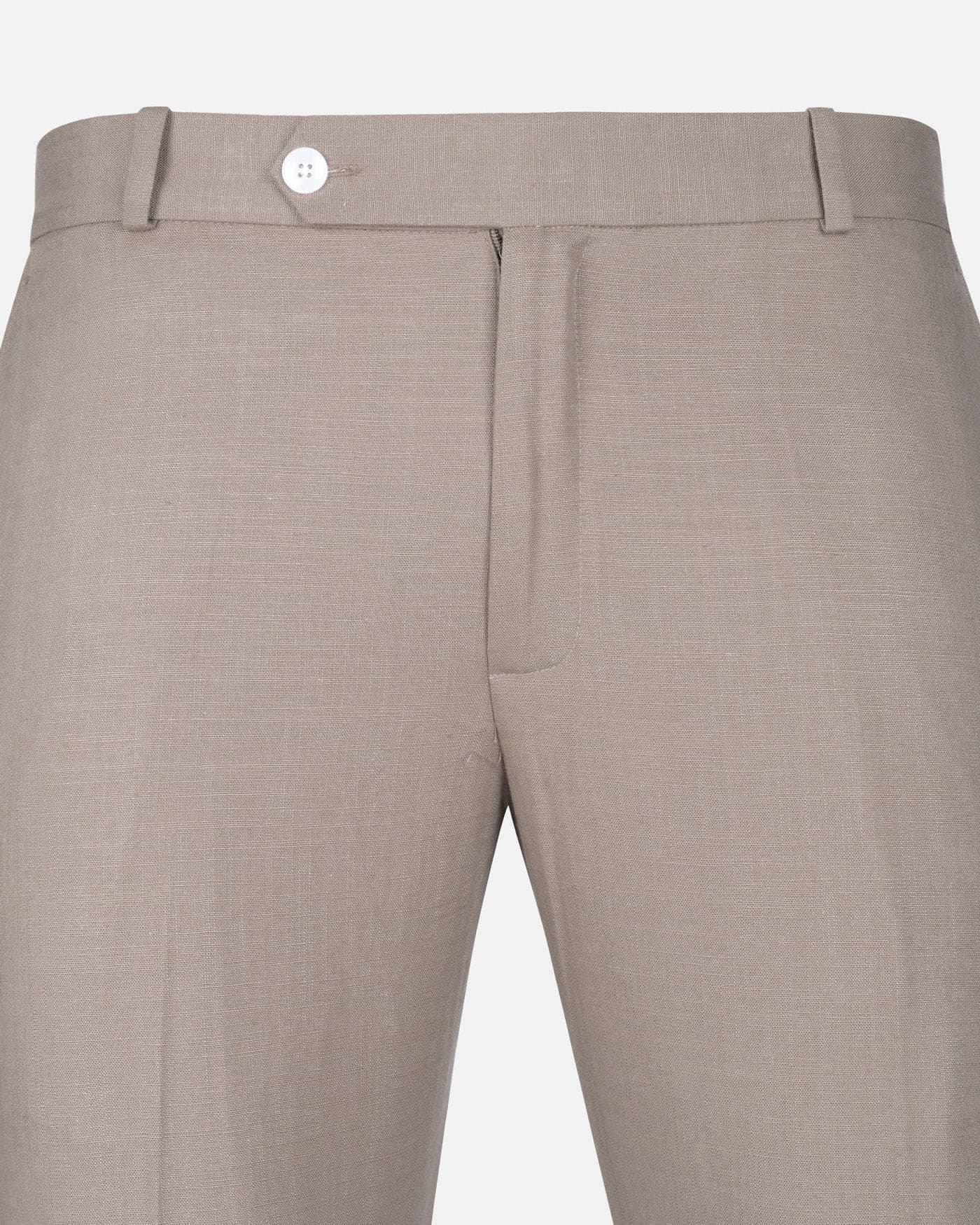 Zalix Tan Linen Formal Pant