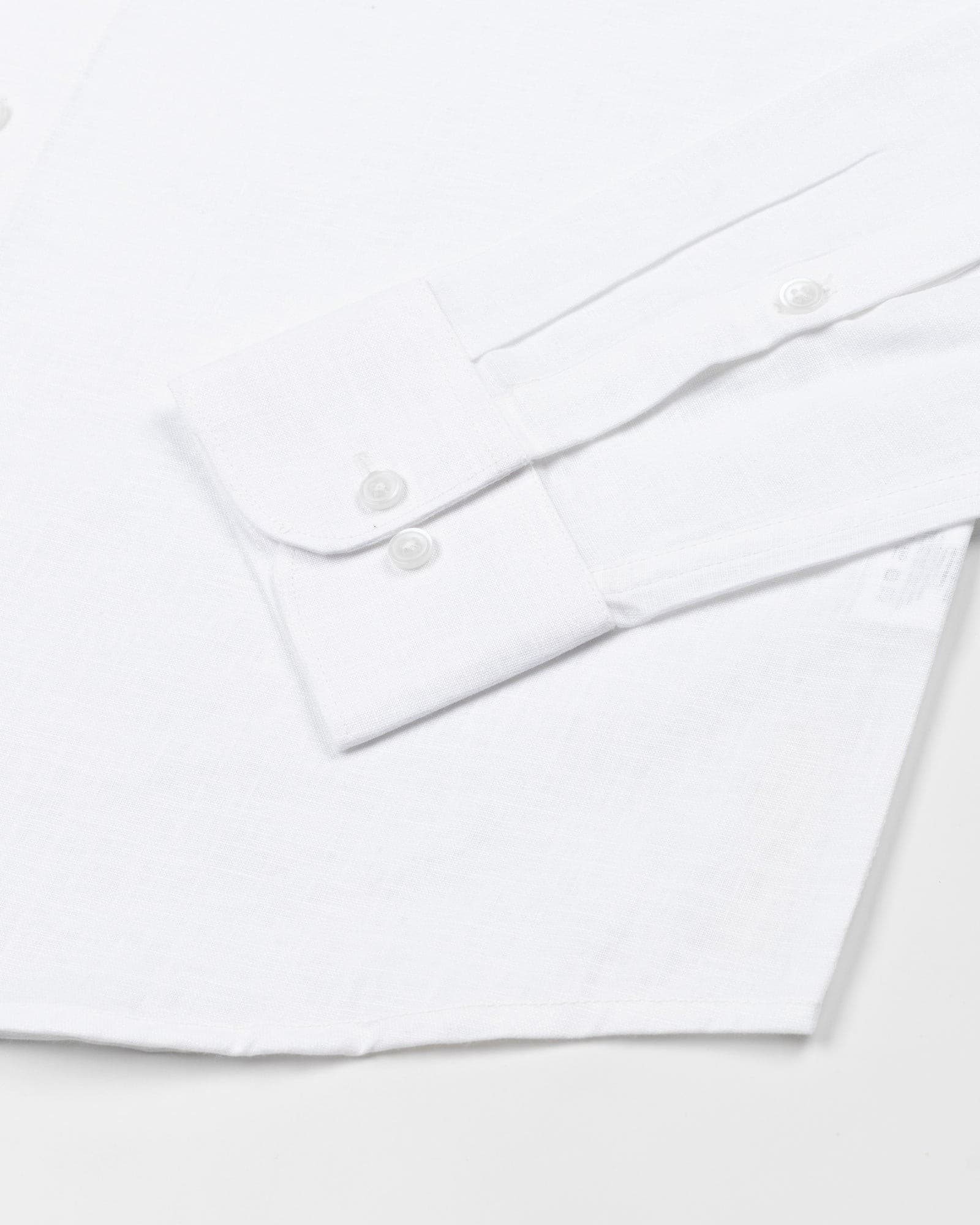 Airloom White Plain Linen Button Down Shirt