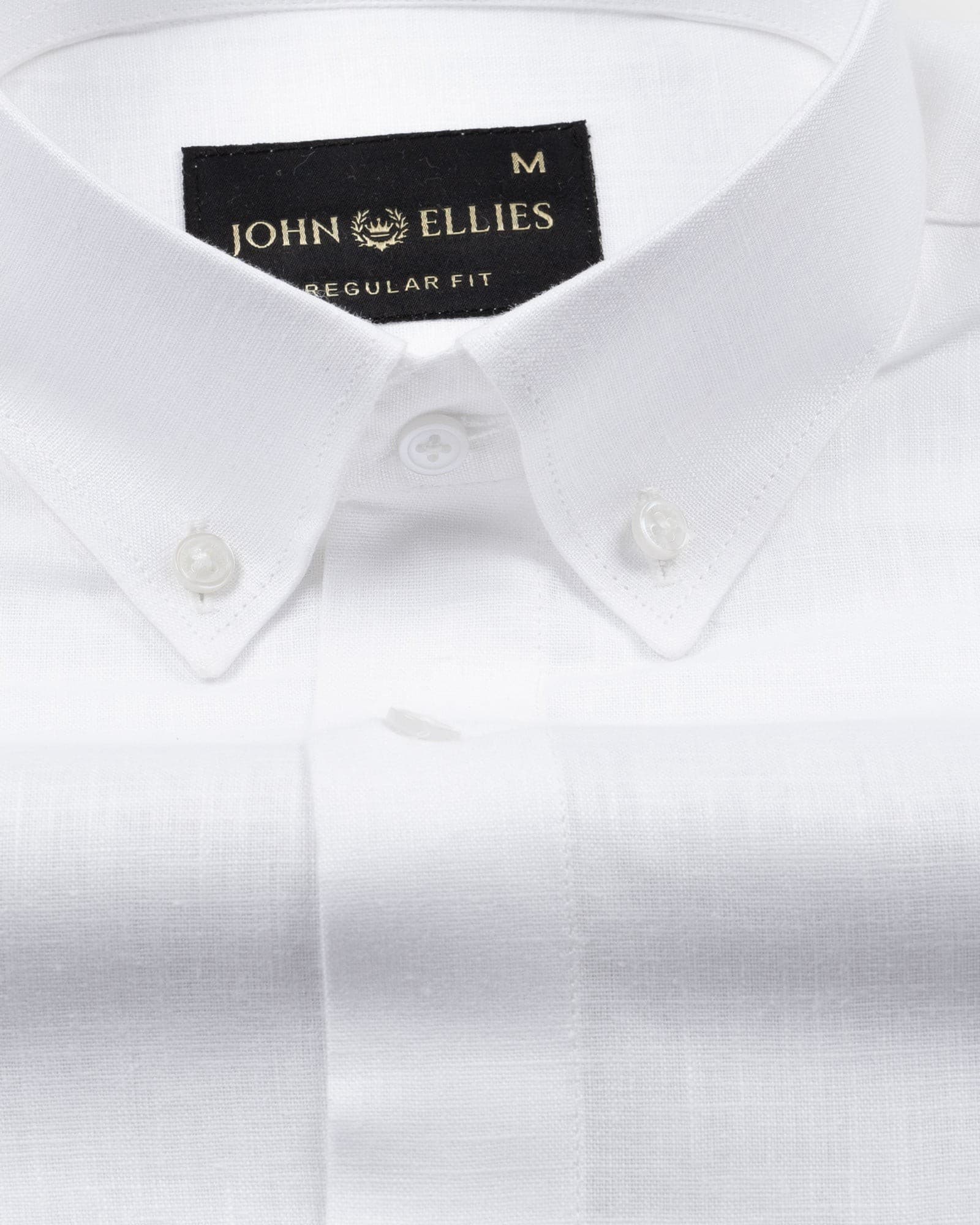 Airloom White Plain Linen Button Down Shirt