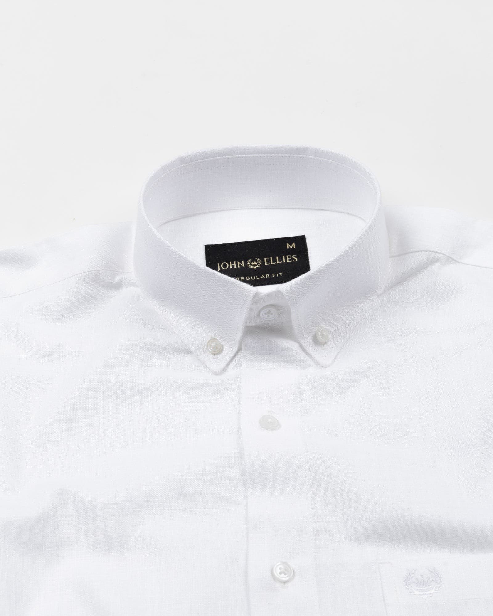 Airloom White Plain Linen Button Down Shirt