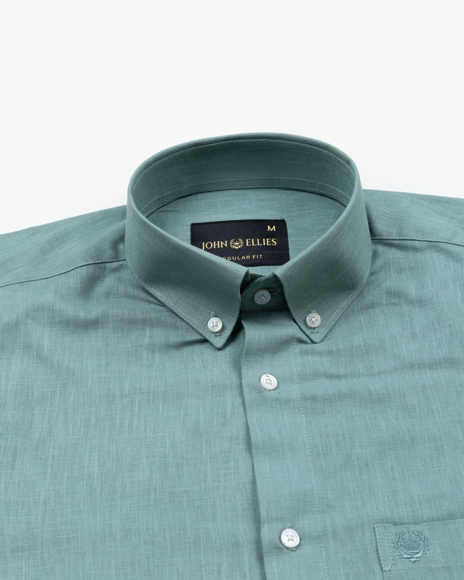 Airloom Teal Plain Linen Button Down Shirt