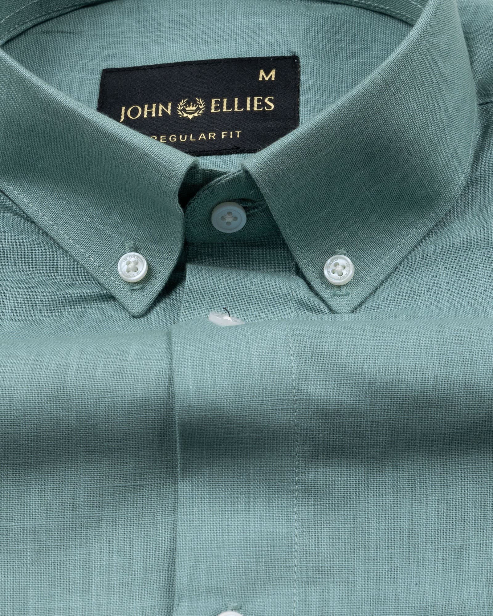 Airloom Teal Plain Linen Button Down Shirt