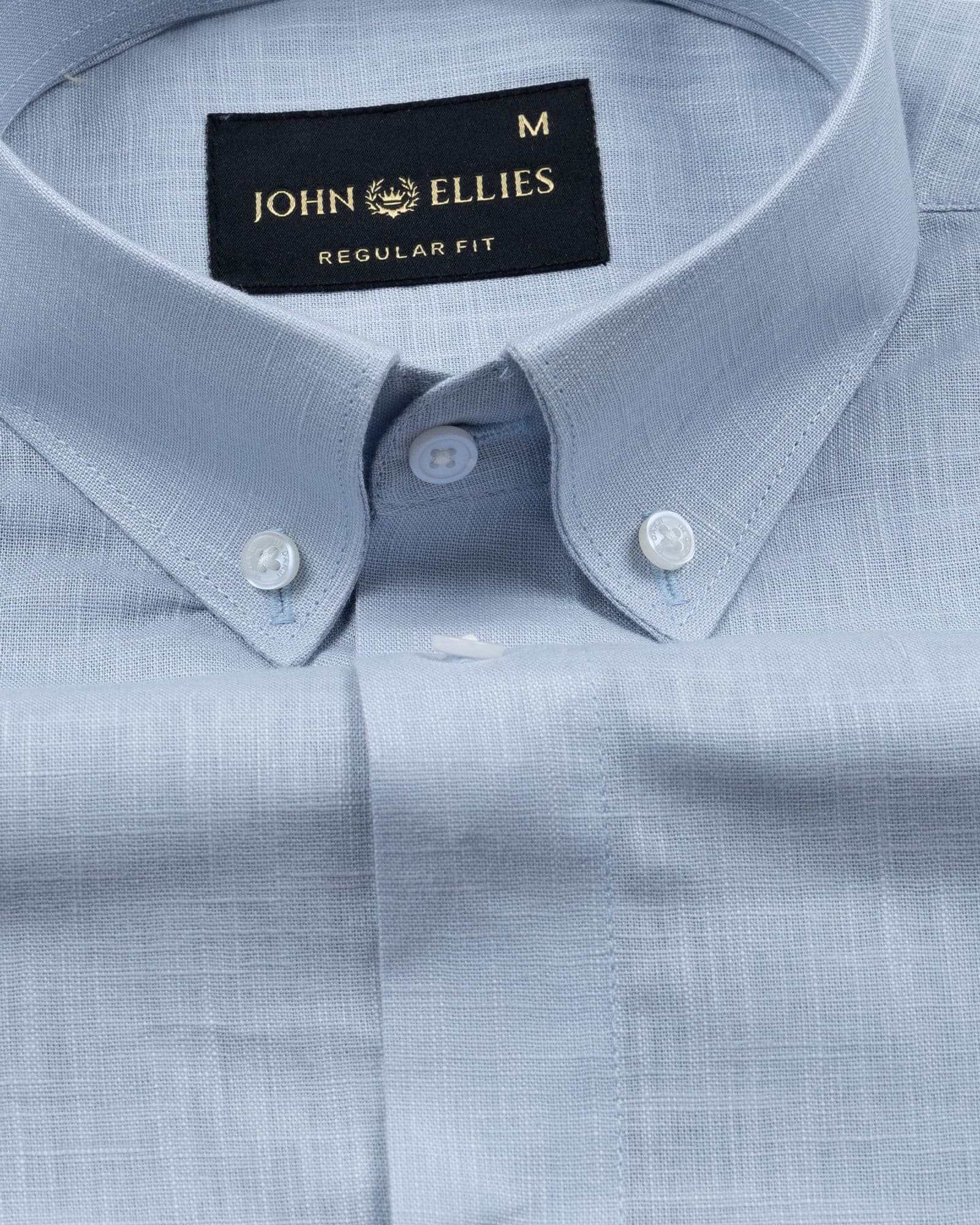 Airloom Powder Blue Plain Linen Button Down Shirt