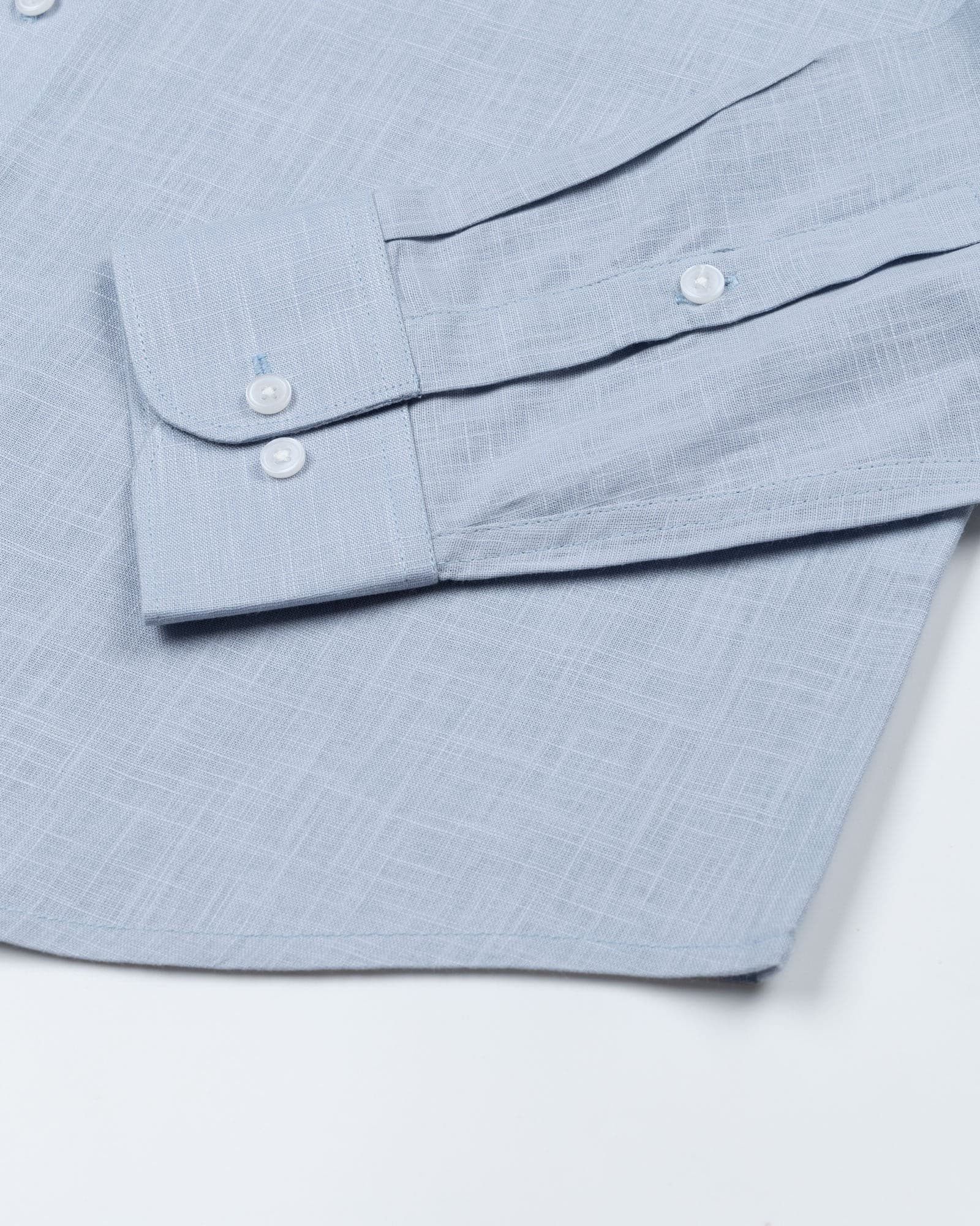 Airloom Powder Blue Plain Linen Button Down Shirt