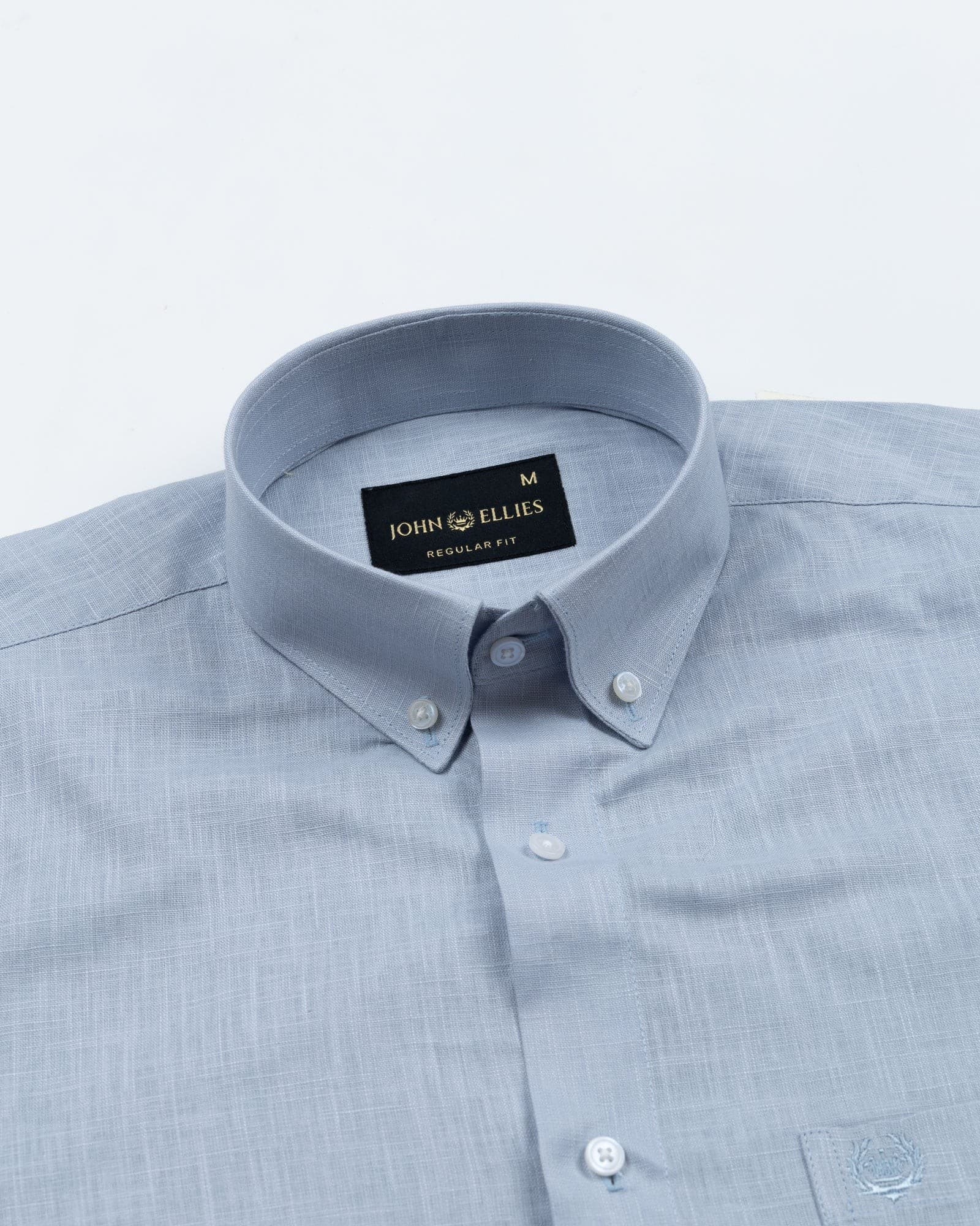 Airloom Powder Blue Plain Linen Button Down Shirt