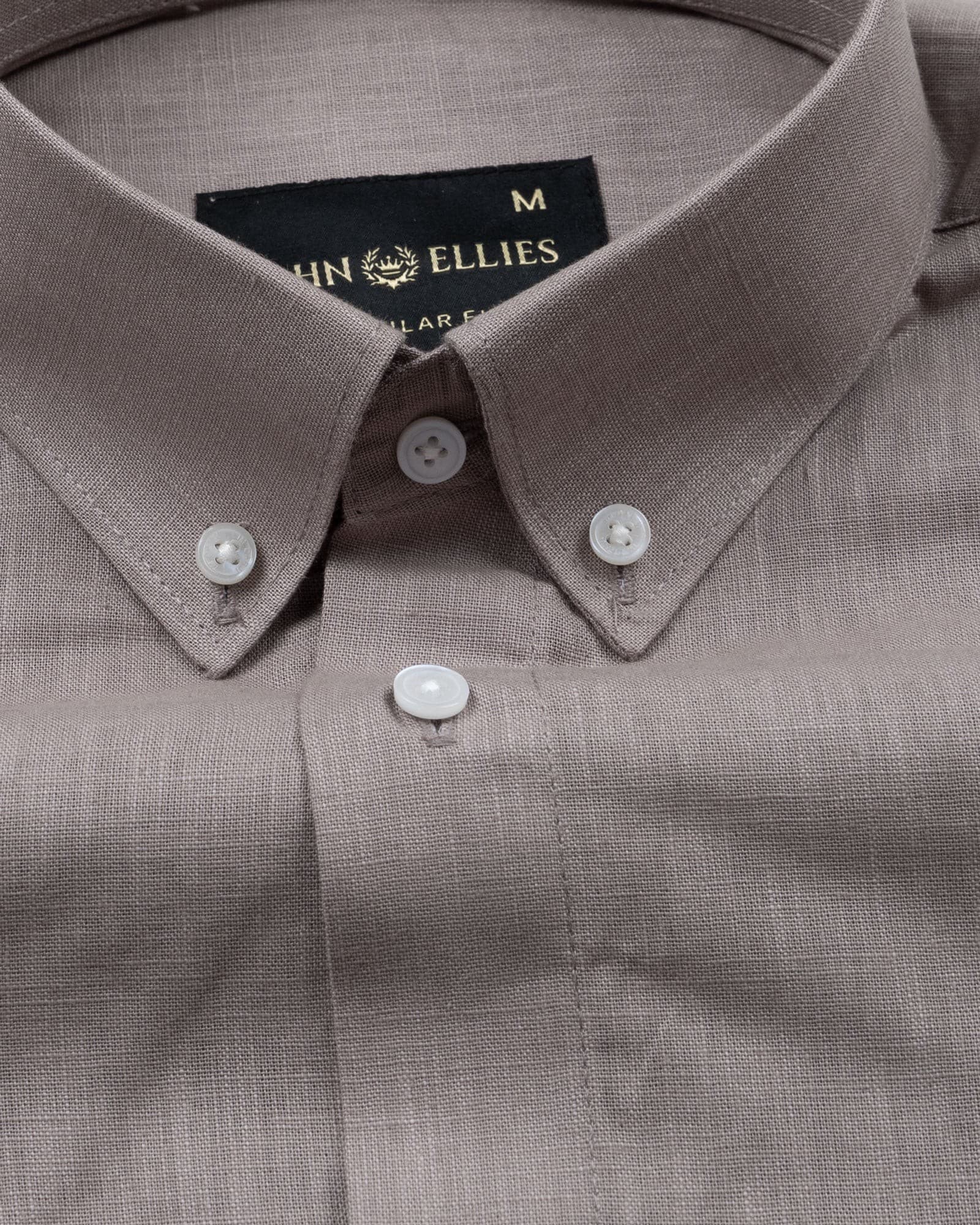 Airloom Brown Plain Linen Button Down Shirt