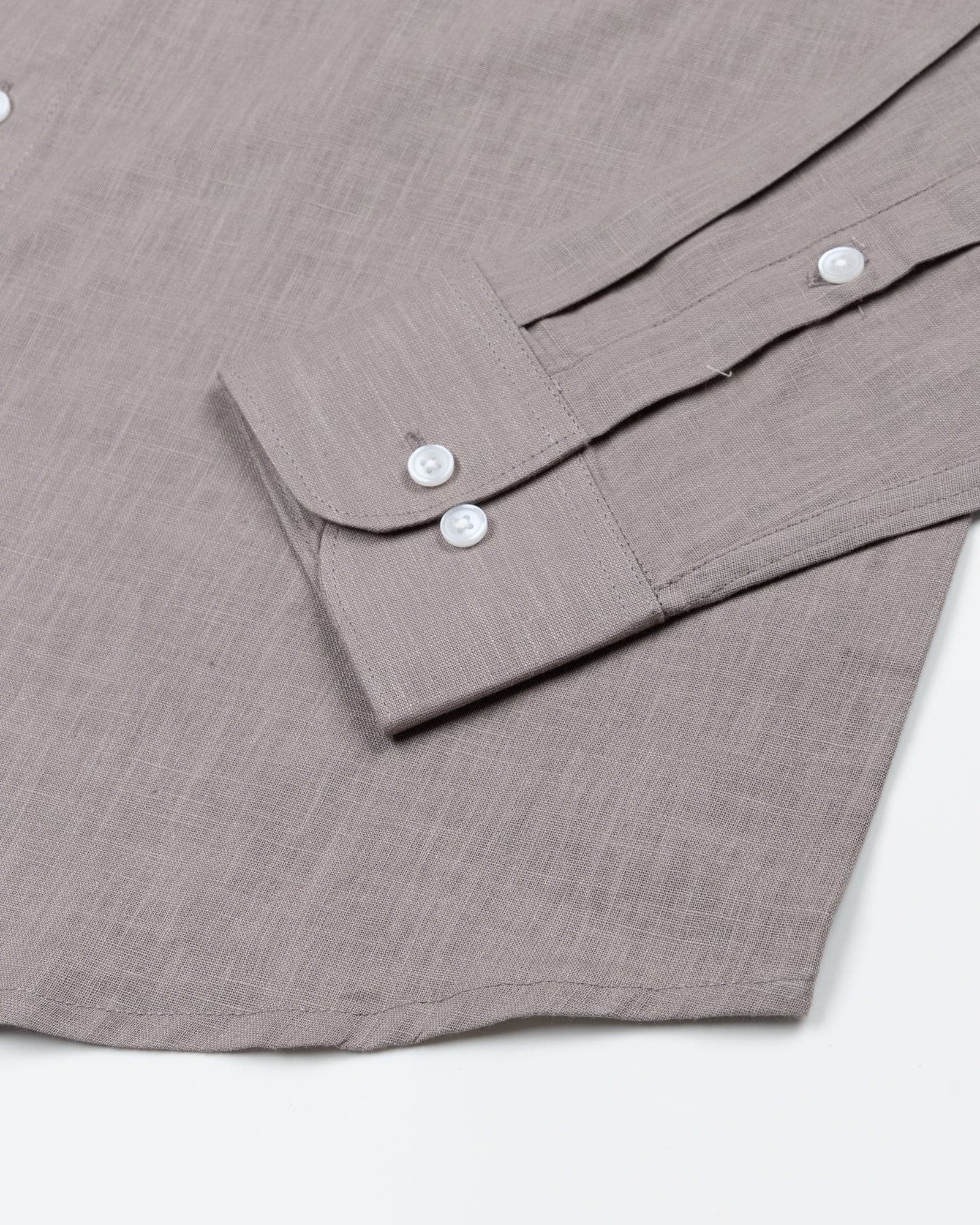 Airloom Brown Plain Linen Button Down Shirt