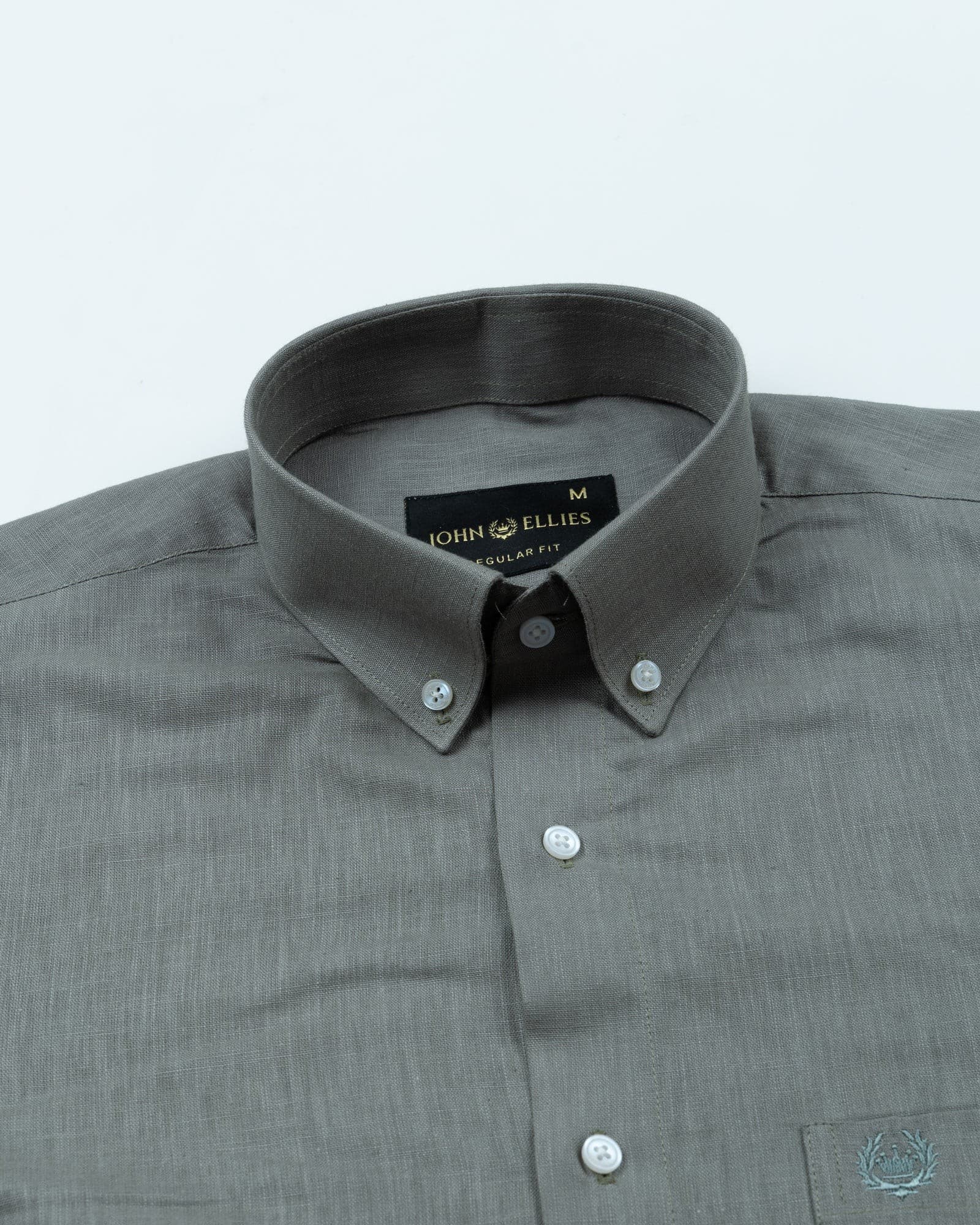 Airloom Smoke Plain Linen Button Down Shirt