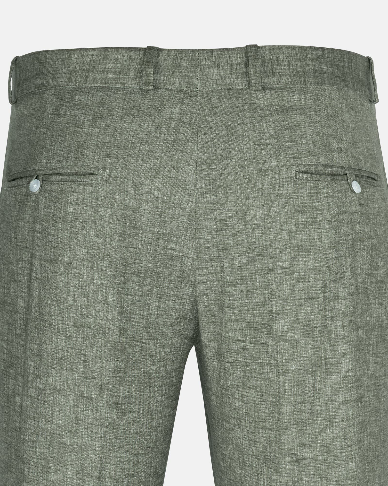 Motryx Green Linen Plain Formal Pant