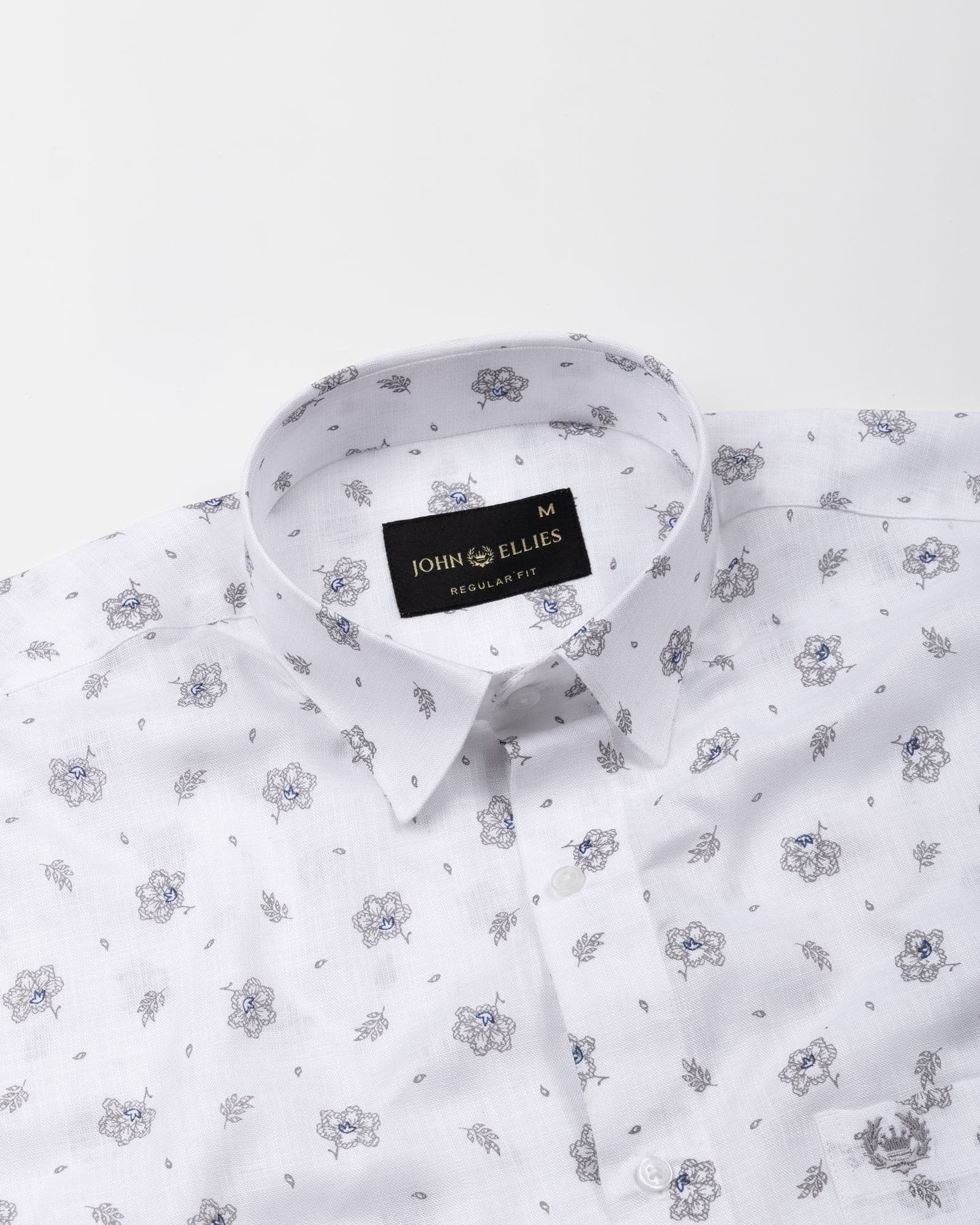 Zyro White Luxurious Linen Flower Printed Shirt