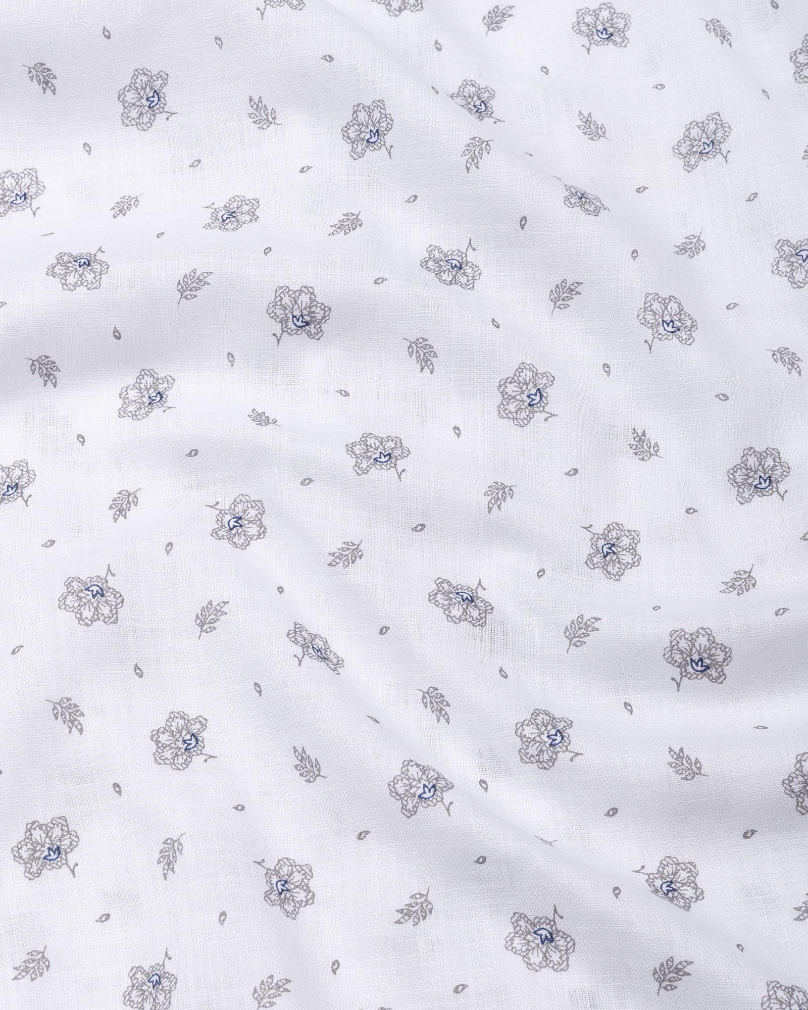 Zyro White Luxurious Linen Flower Printed Shirt