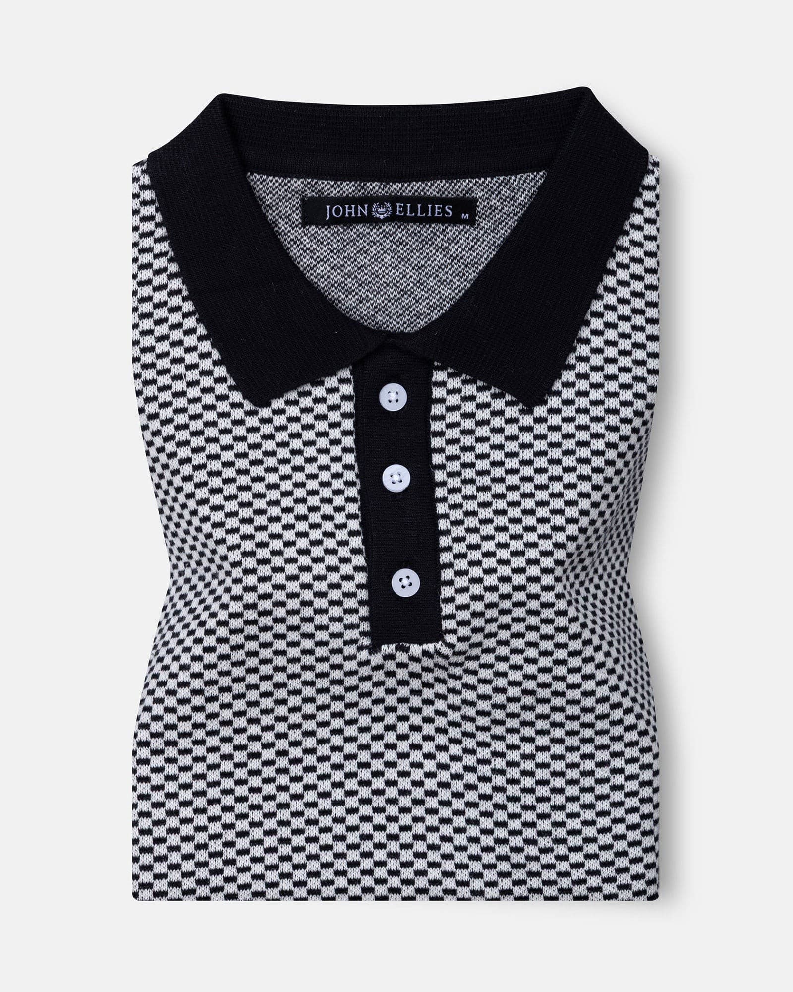 Welbern Black And White Cotton Polo T-Shirt