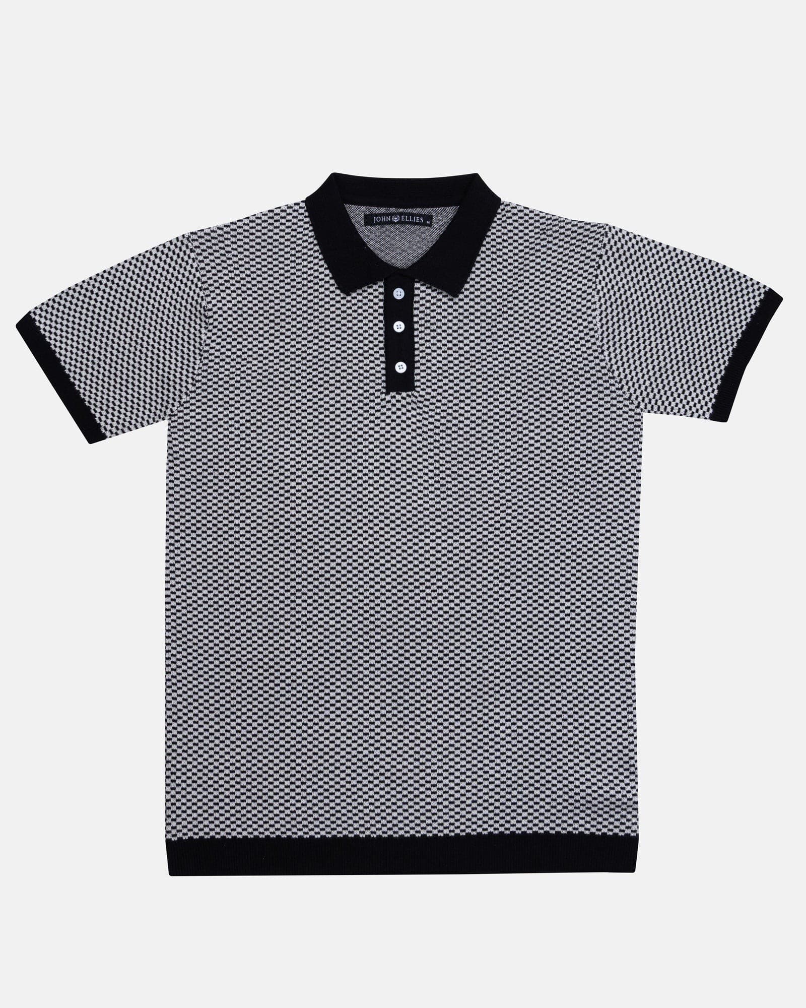 Welbern Black And White Cotton Polo T-Shirt