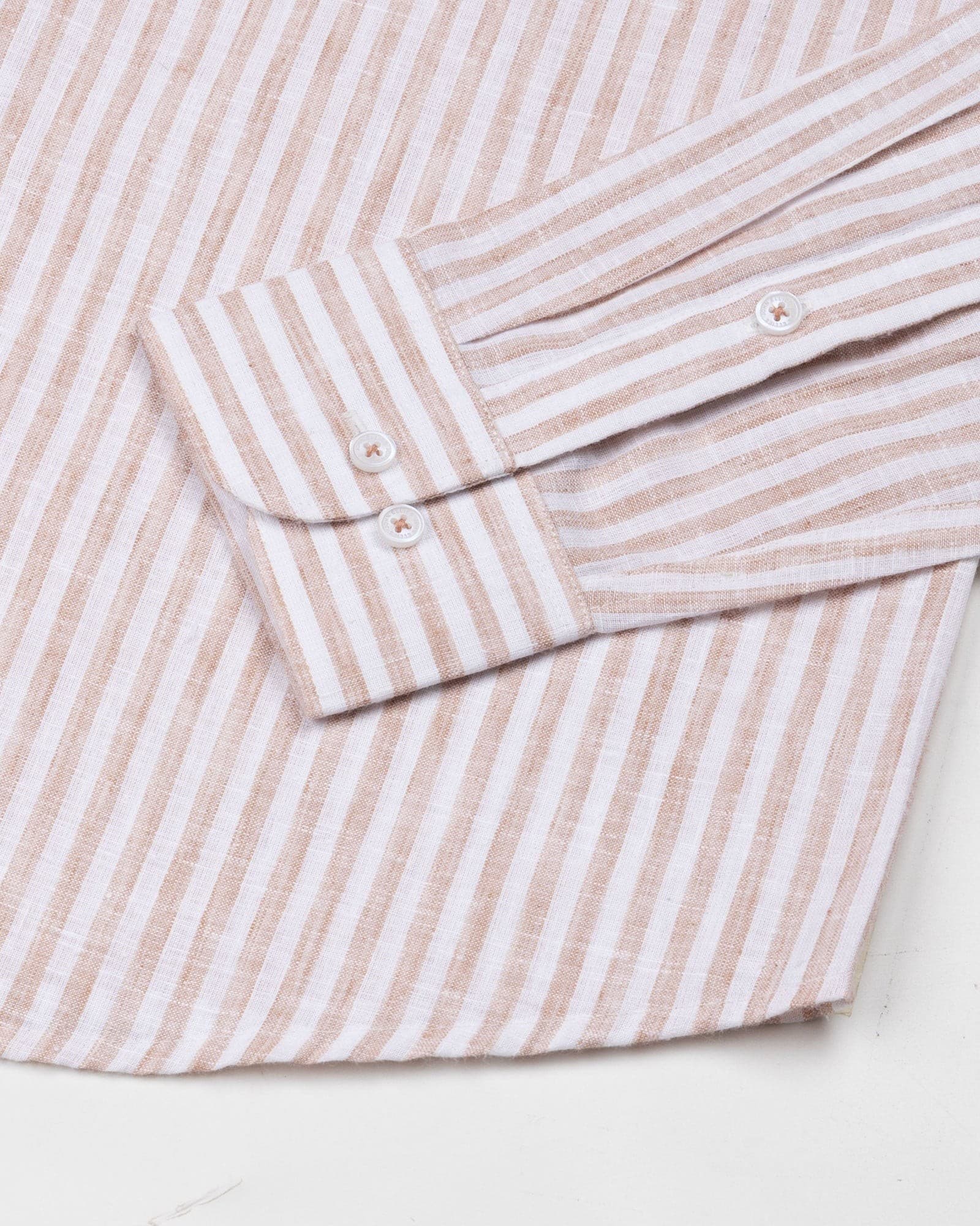 Karsen Orange Strips Button Down Linen Shirt