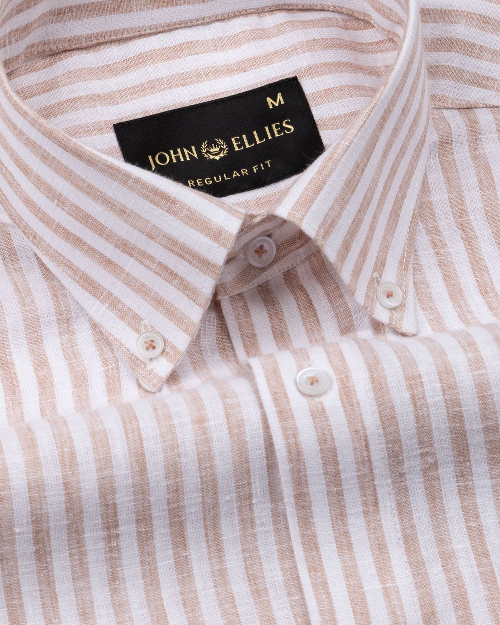Karsen Orange Strips Button Down Linen Shirt